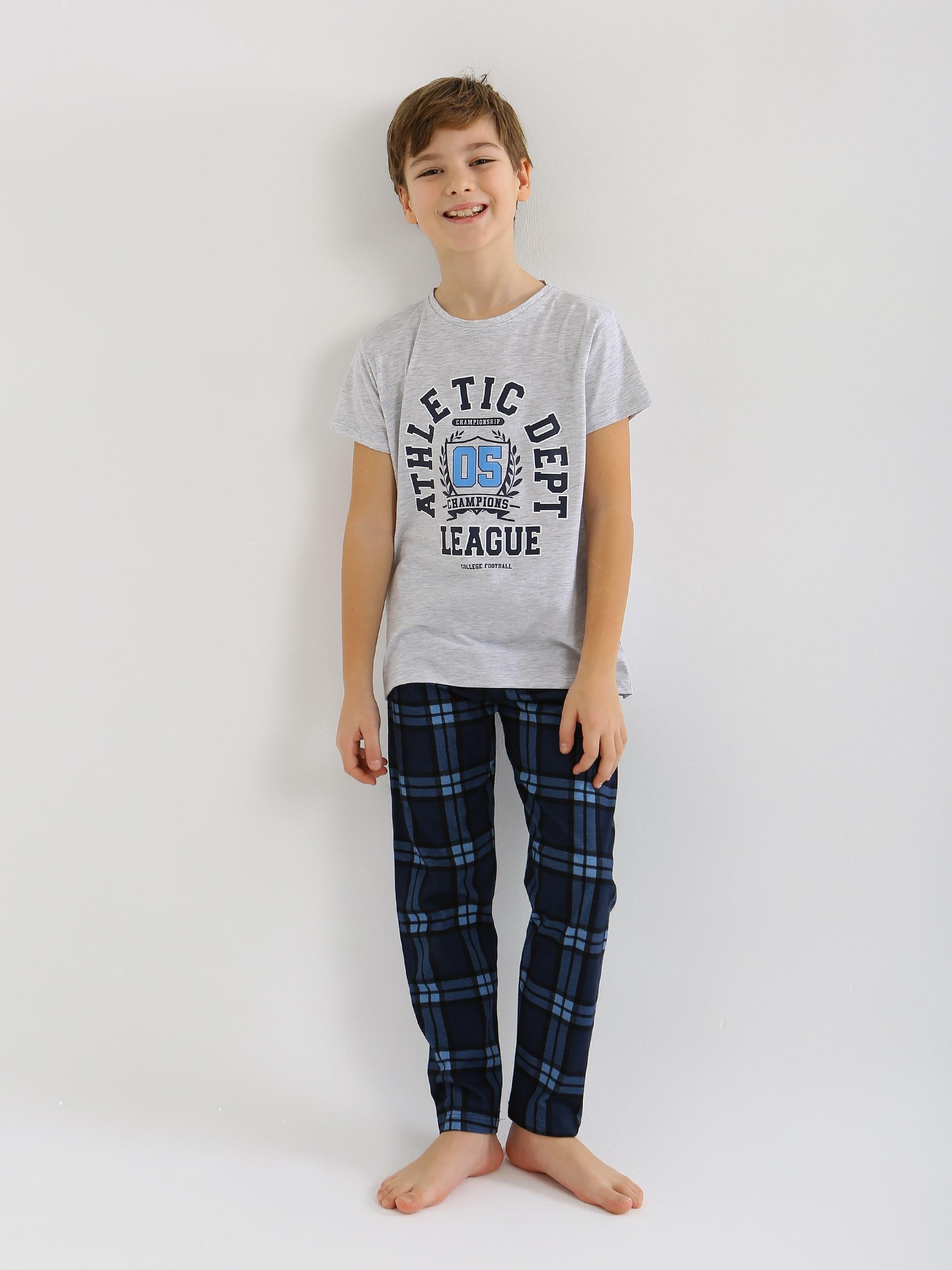 Erkek Çocuk Kısa Kollu %100 Pamuklu Pijama Takımı League