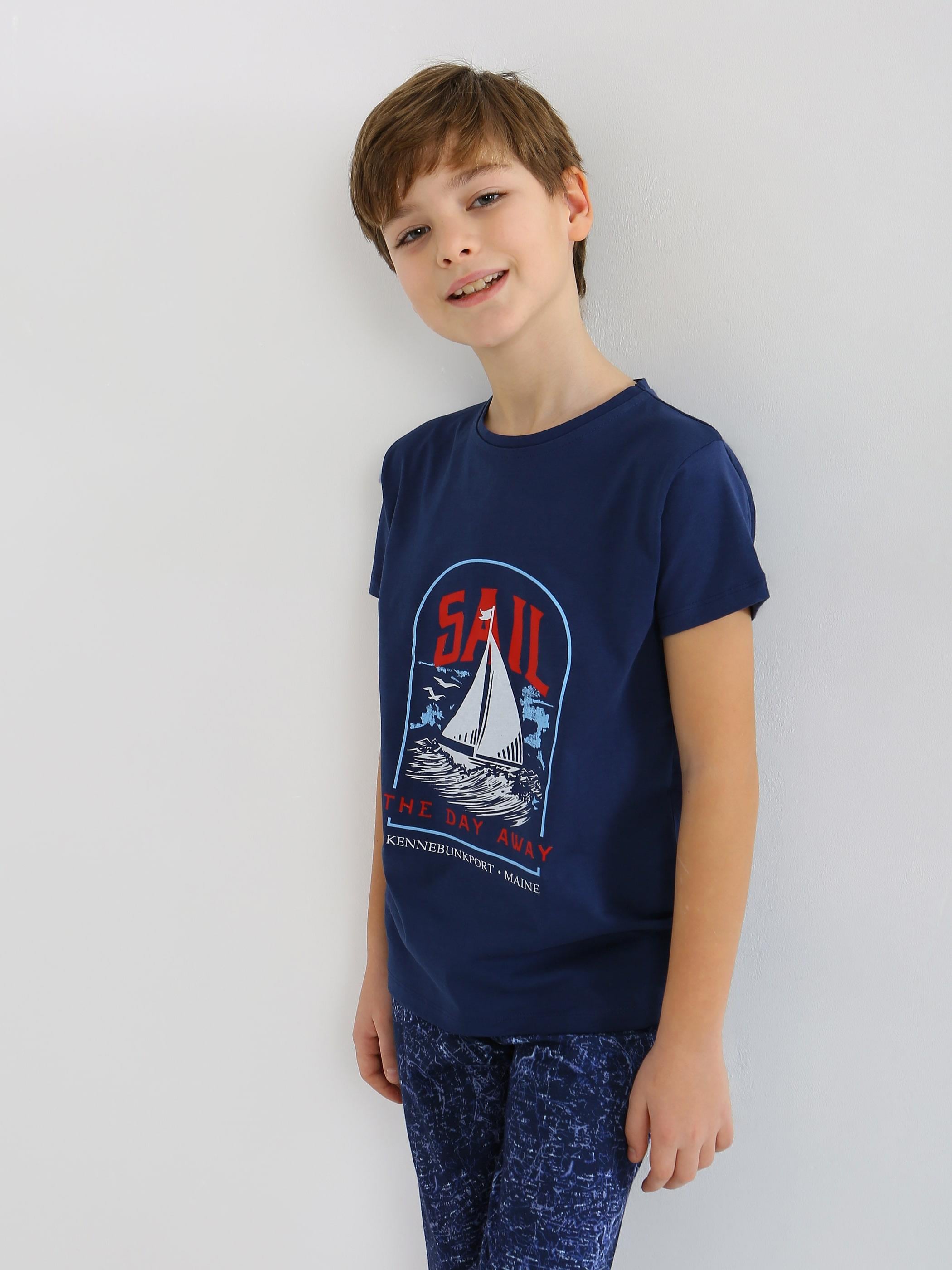 Erkek Çocuk Kısa Kollu %100 Pamuklu Pijama Takımı Sail