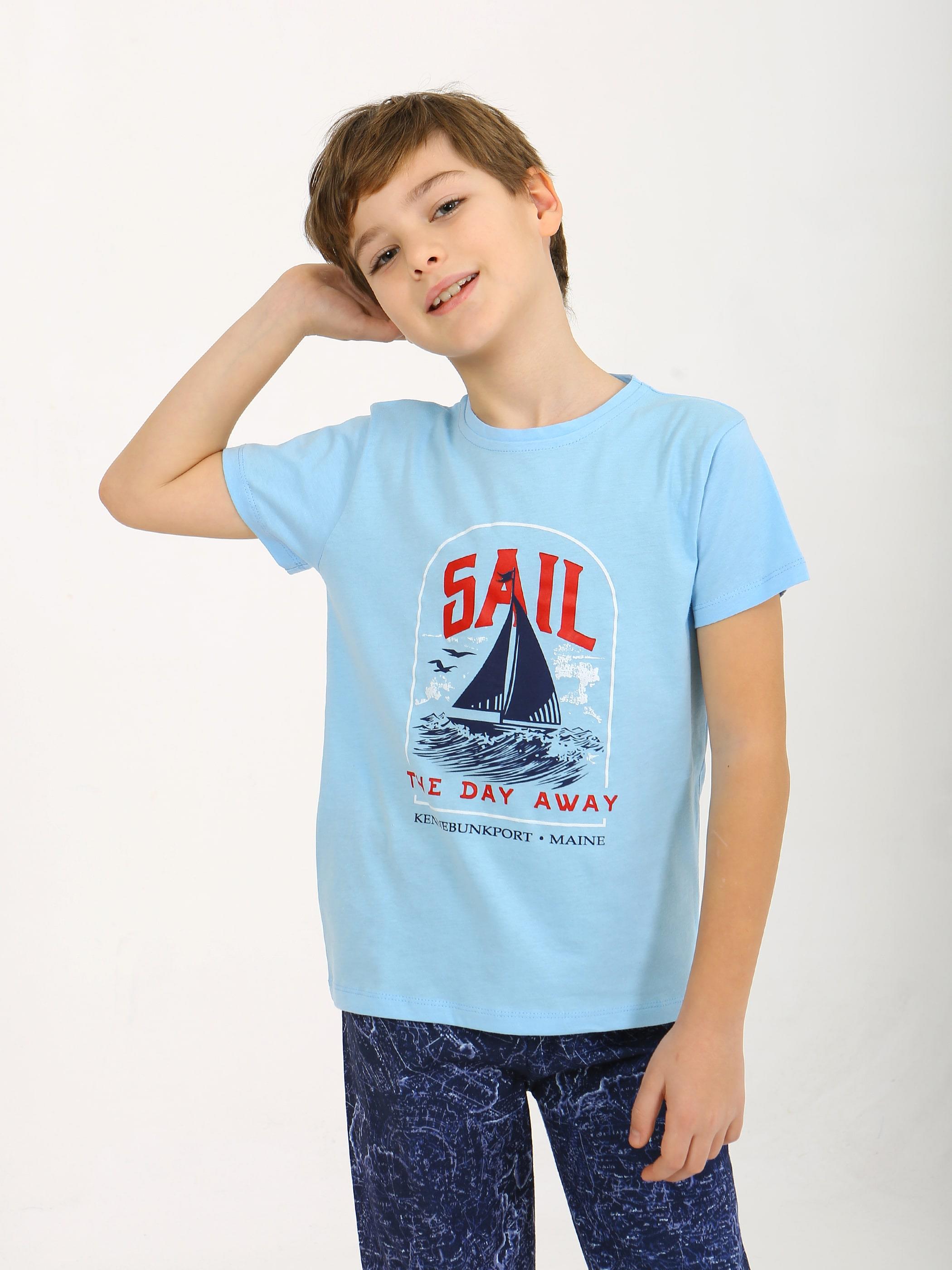 Erkek Çocuk Kısa Kollu %100 Pamuklu Pijama Takımı Sail