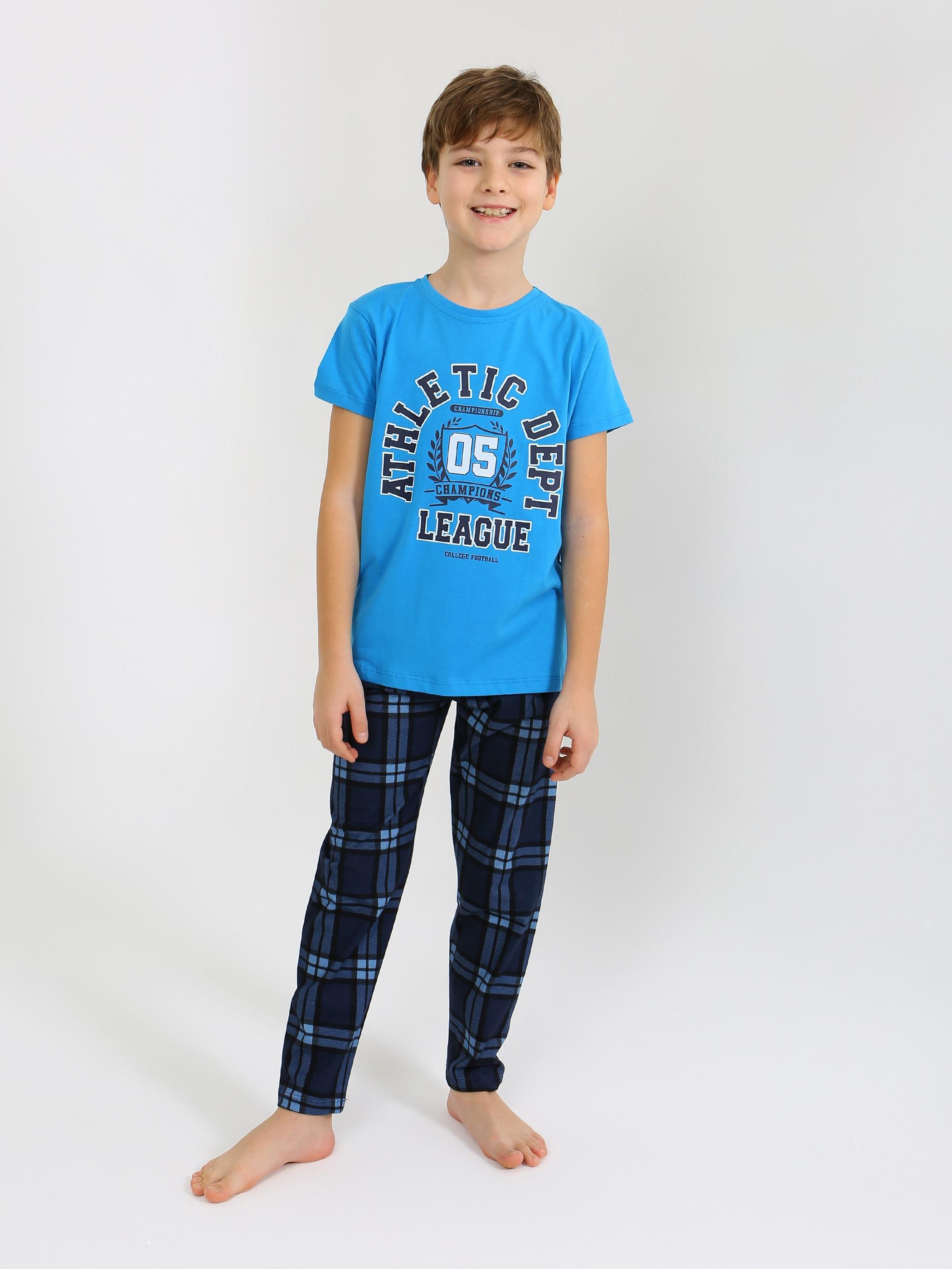 Erkek Çocuk Kısa Kollu %100 Pamuklu Pijama Takımı League