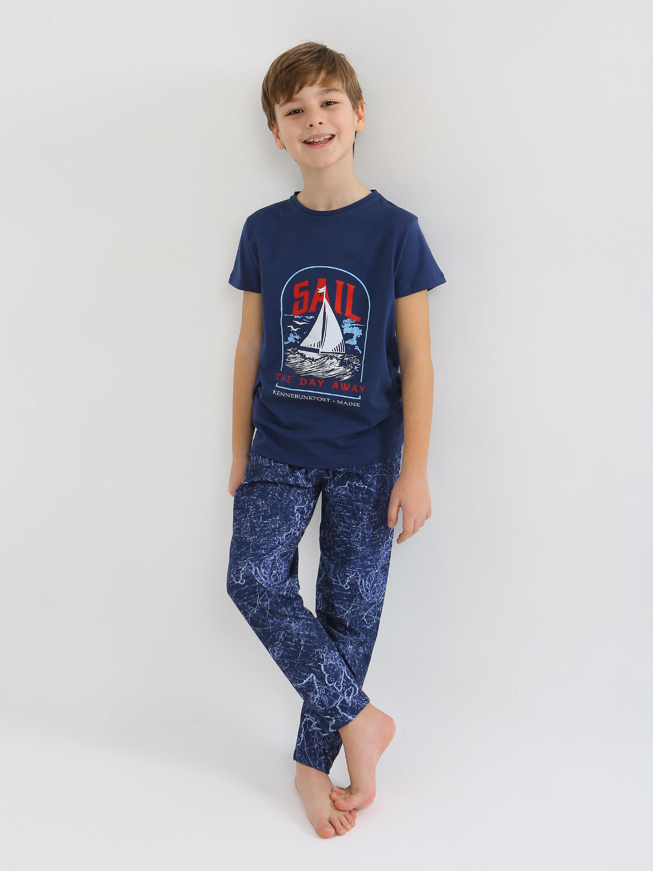 Erkek Çocuk Kısa Kollu %100 Pamuklu Pijama Takımı Sail