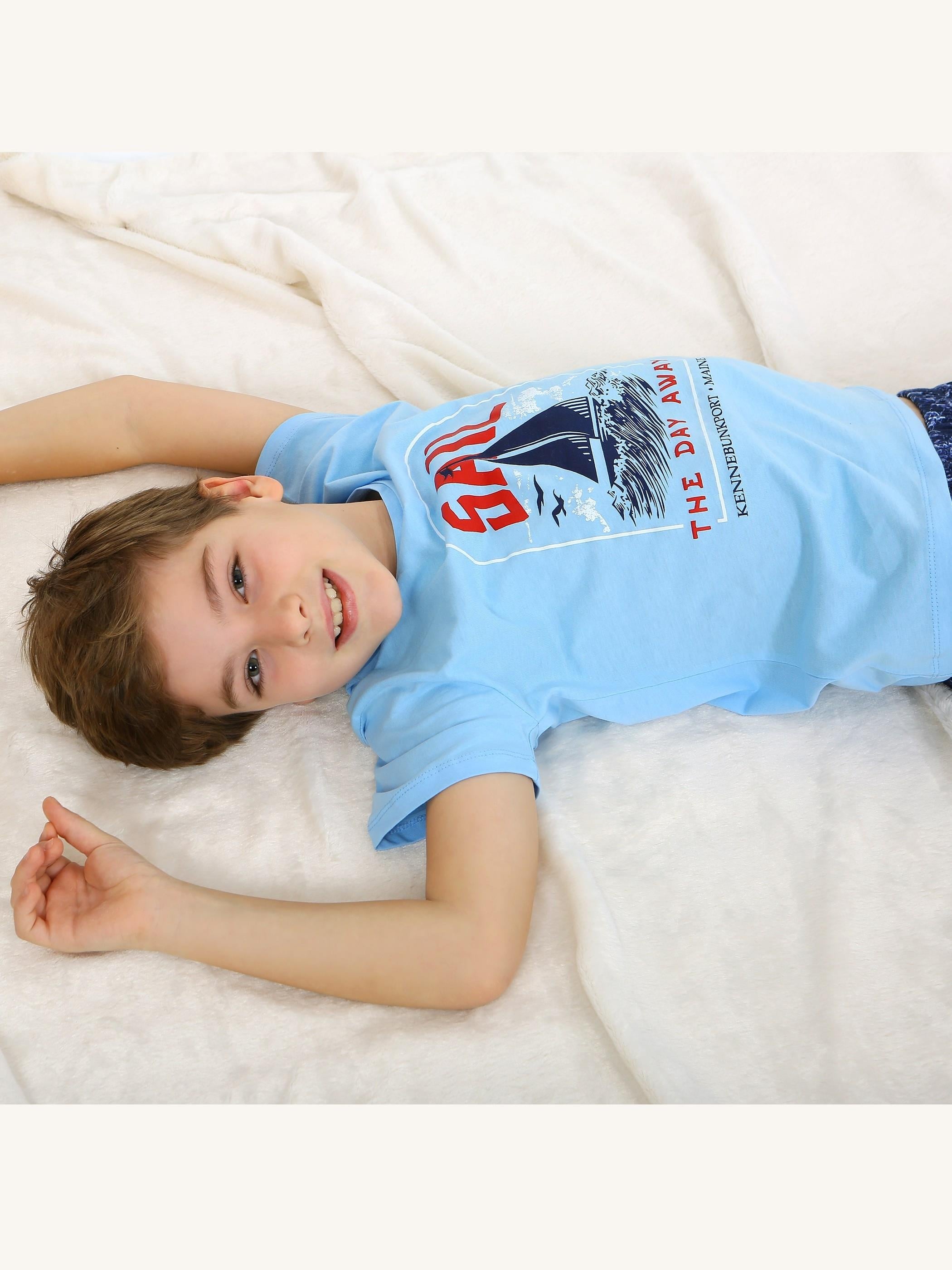 Erkek Çocuk Kısa Kollu %100 Pamuklu Pijama Takımı Sail