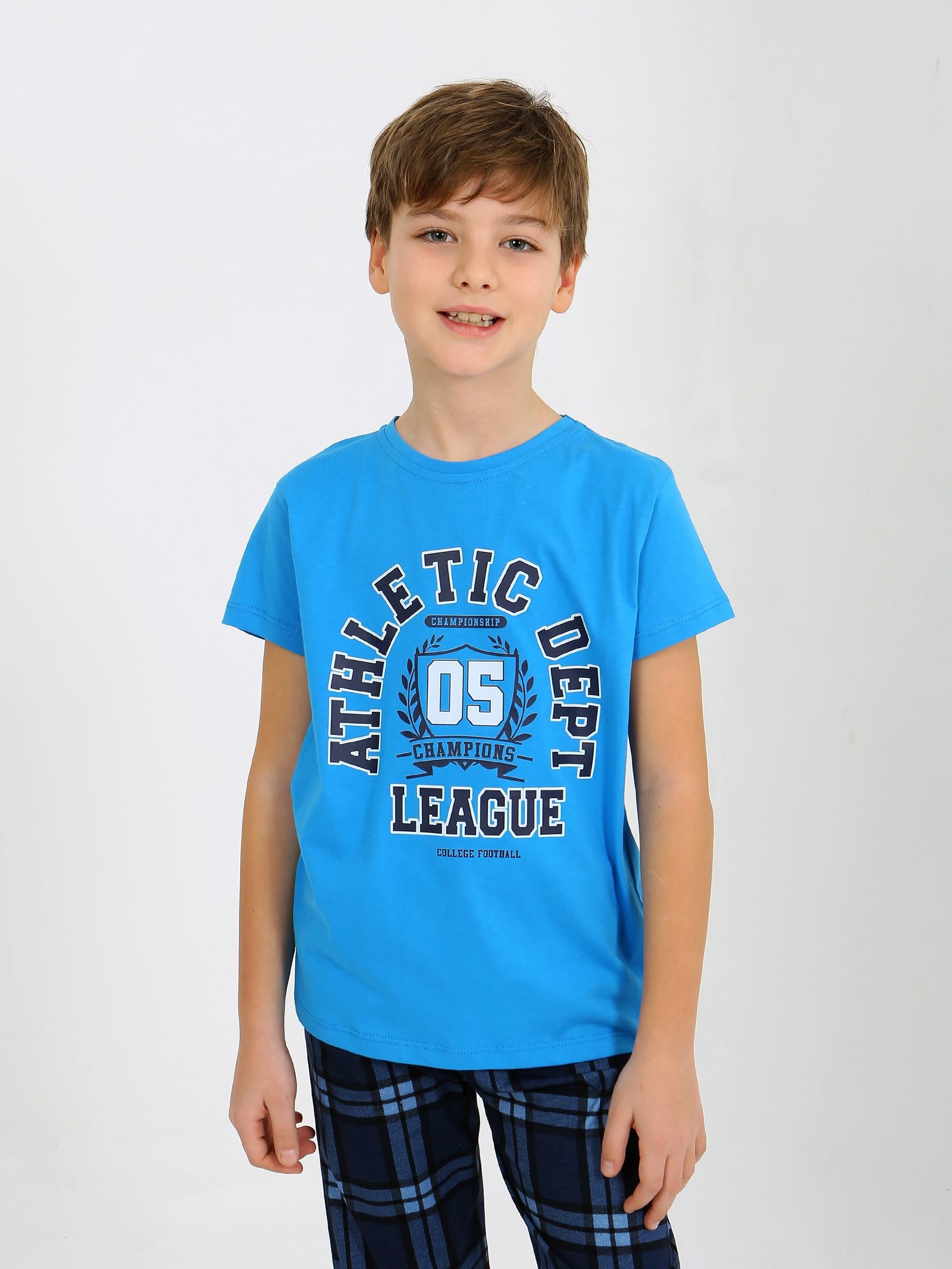 Erkek Çocuk Kısa Kollu %100 Pamuklu Pijama Takımı League