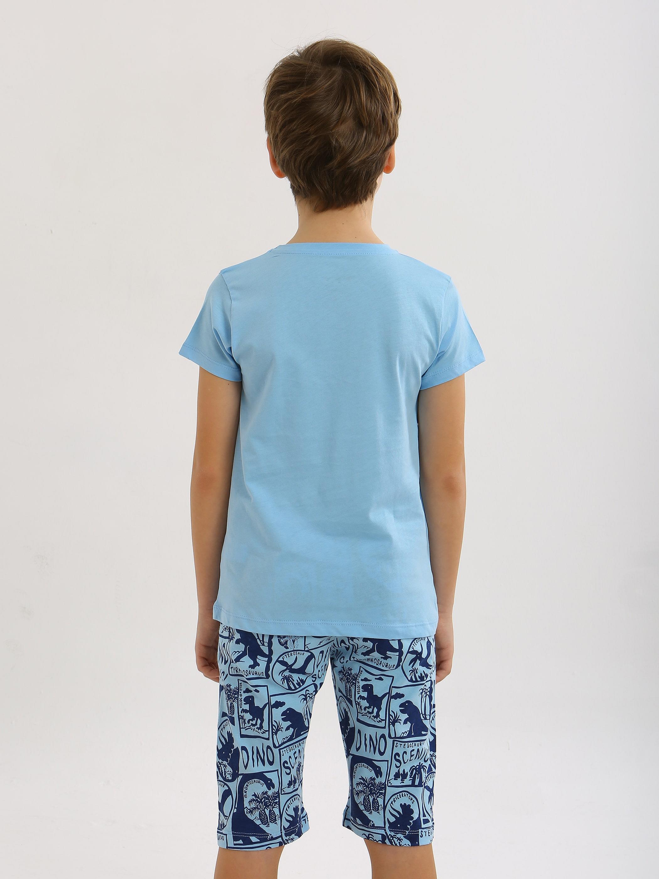 Erkek Çocuk Kısa Kollu Kapri %100 Pamuklu Pijama Takımı Trainer