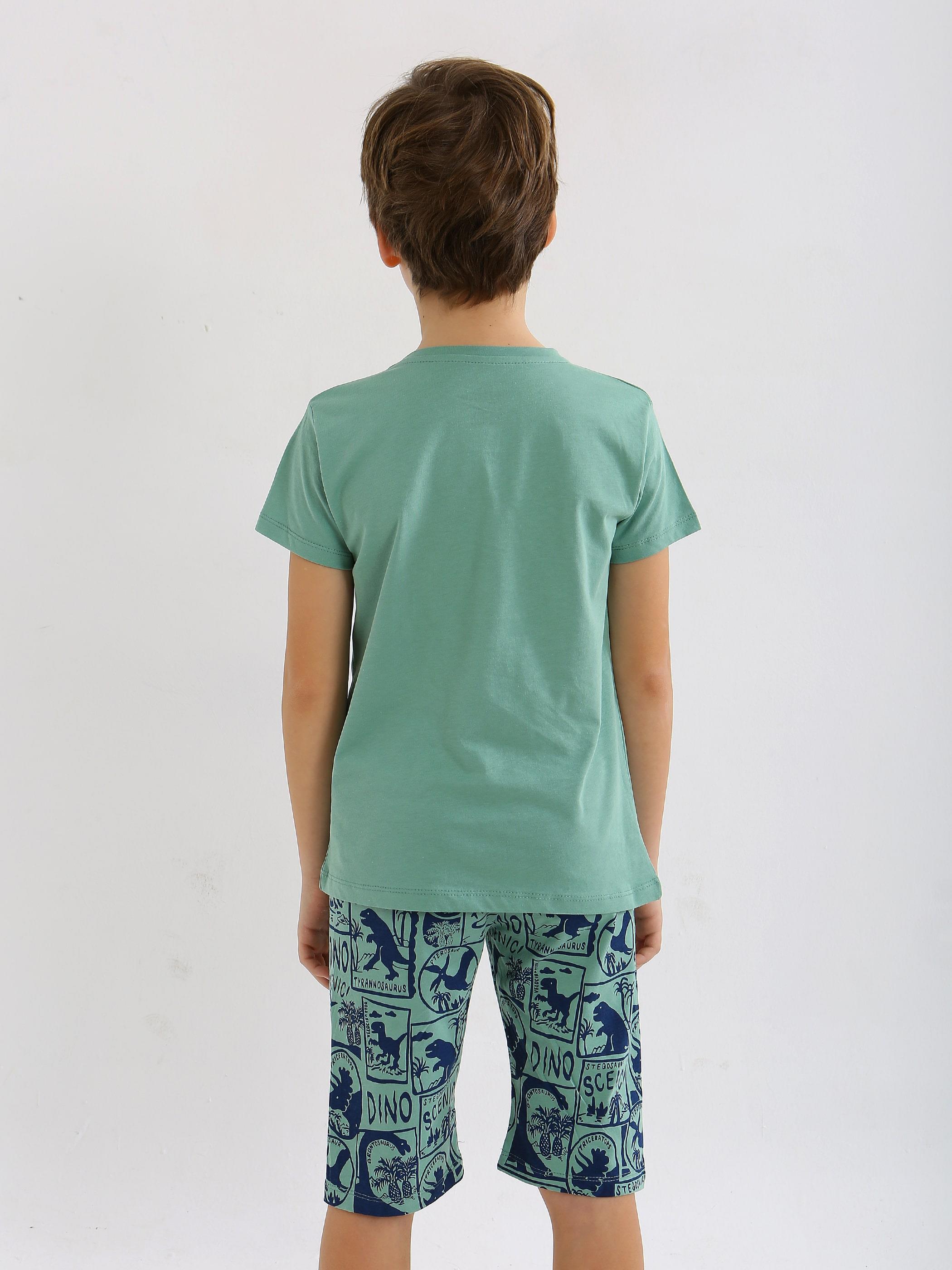 Erkek Çocuk Kısa Kollu Kapri %100 Pamuklu Pijama Takımı Trainer