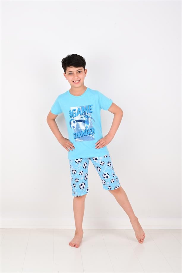 erkek çocuk kısa kollu pijama takımı game changer  mavi
