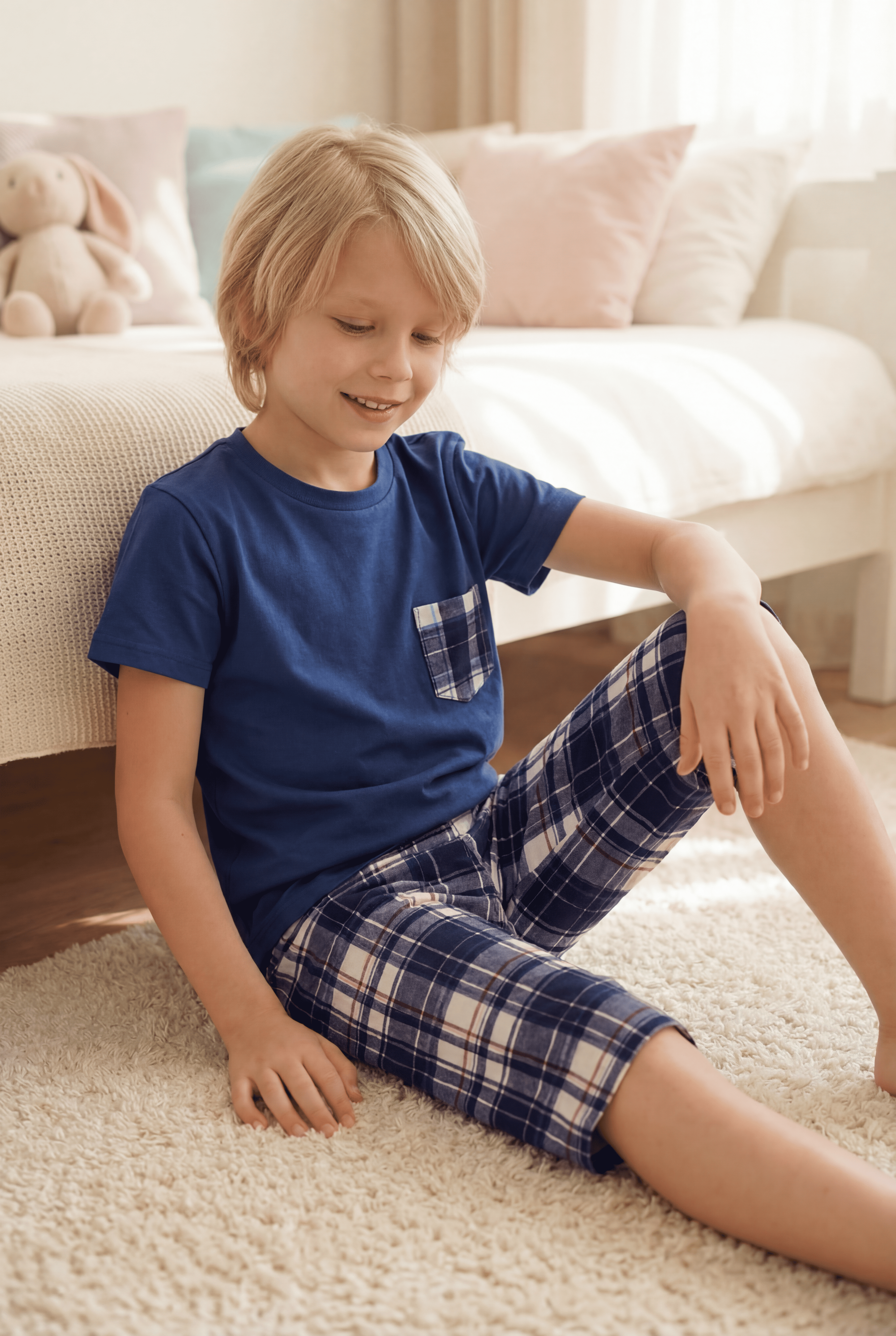 Erkek Çocuk Kısa Kollu Uzun Pijama Takımı