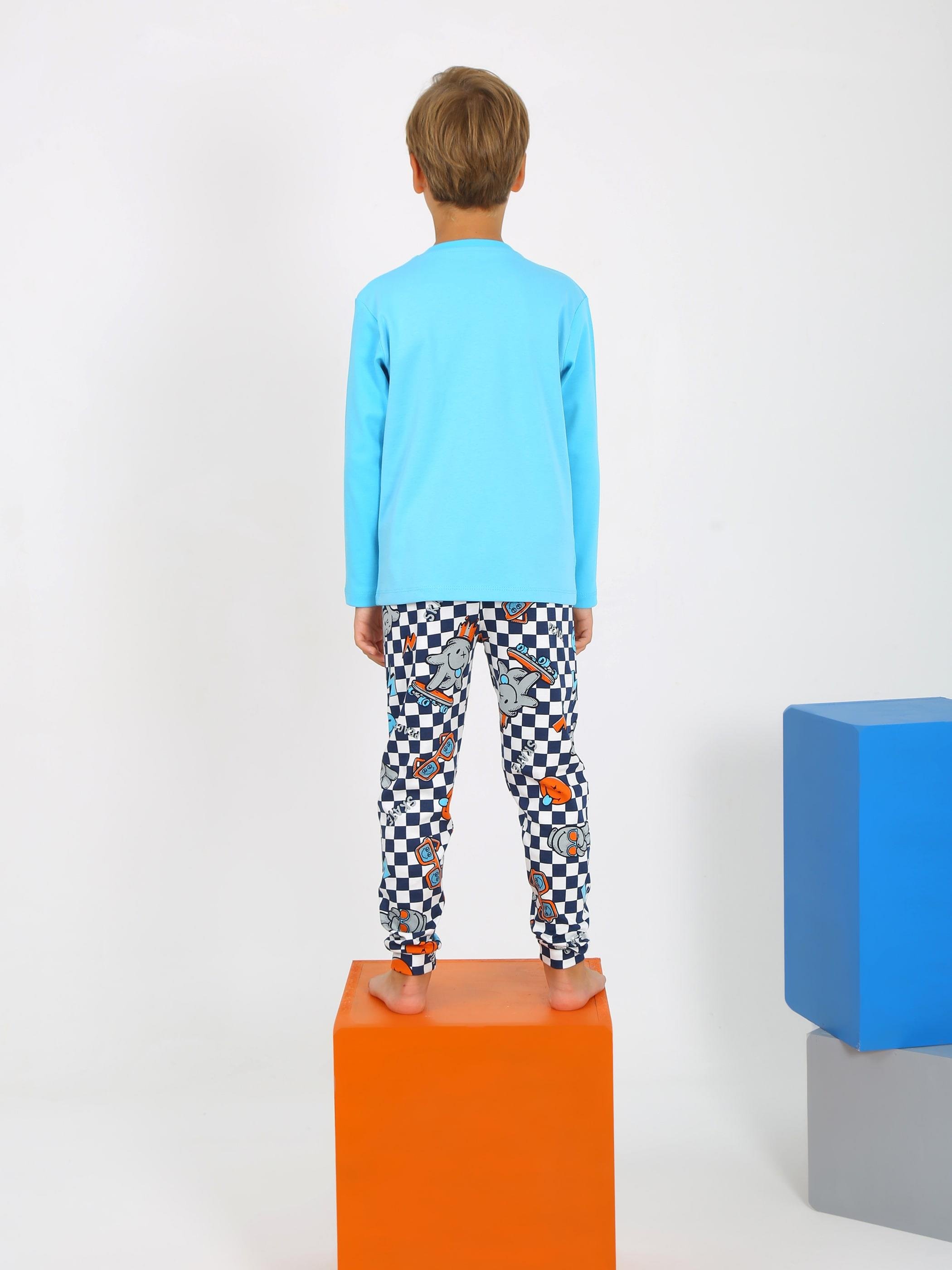 Erkek Çocuk Uzun Kollu %100 Pamuklu Pijama Takımı 5B46