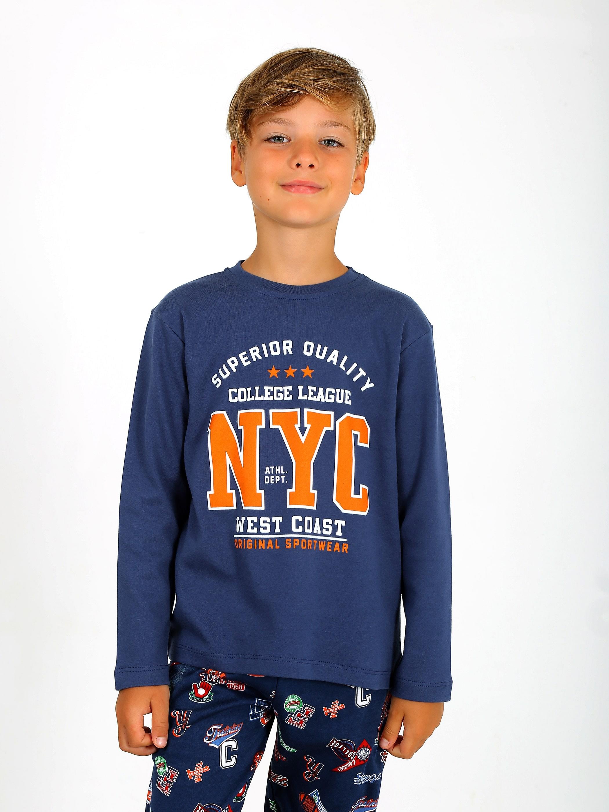 Erkek Çocuk Uzun Kollu %100 Pamuklu Pijama Takımı 5B41