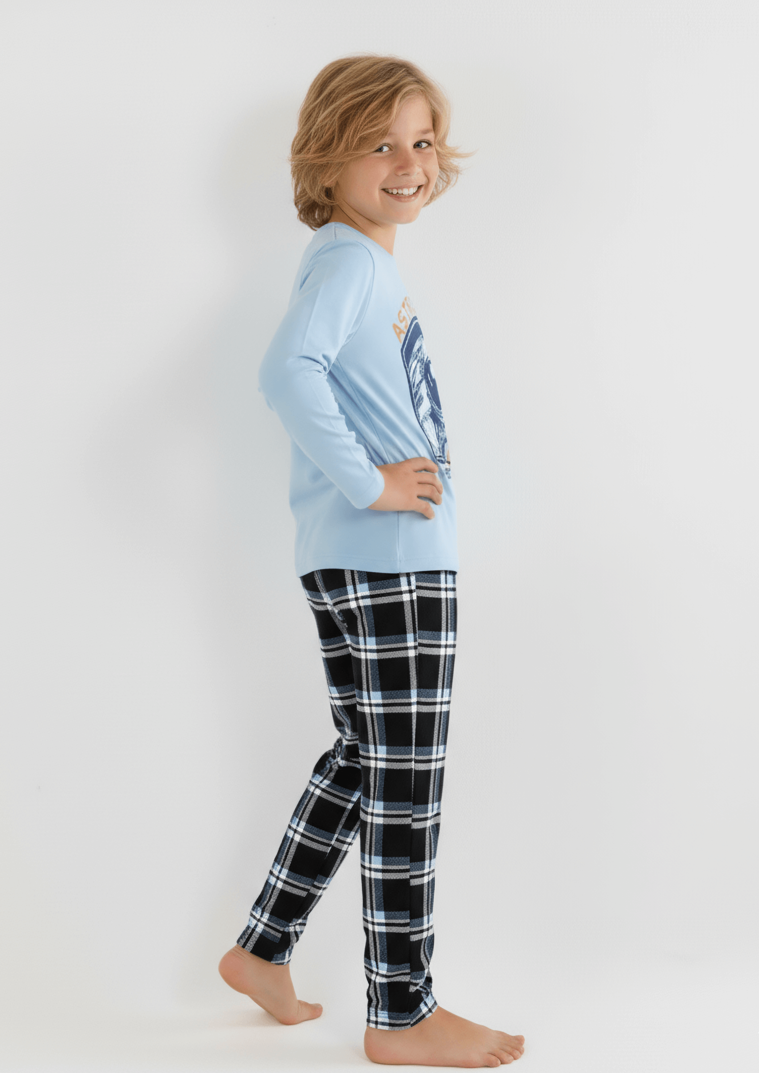 Erkek Çocuk Uzun Kollu %100 Pamuklu Pijama Takımı Astro Pilot