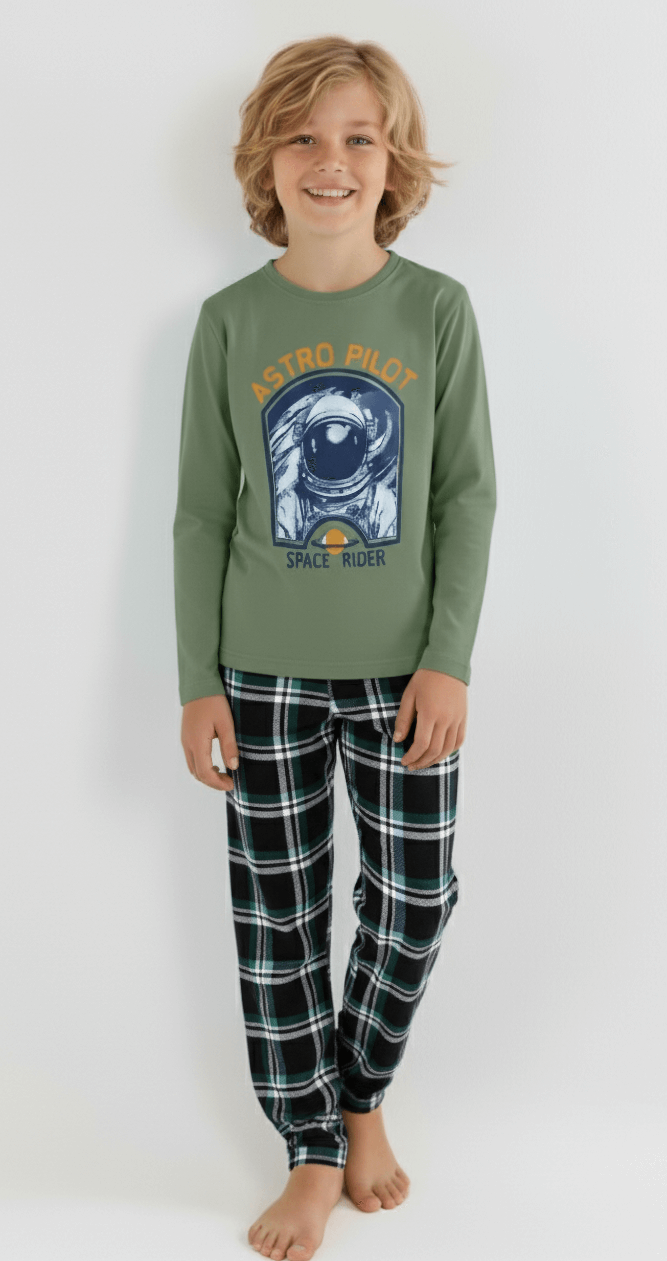 Erkek Çocuk Uzun Kollu %100 Pamuklu Pijama Takımı Astro Pilot
