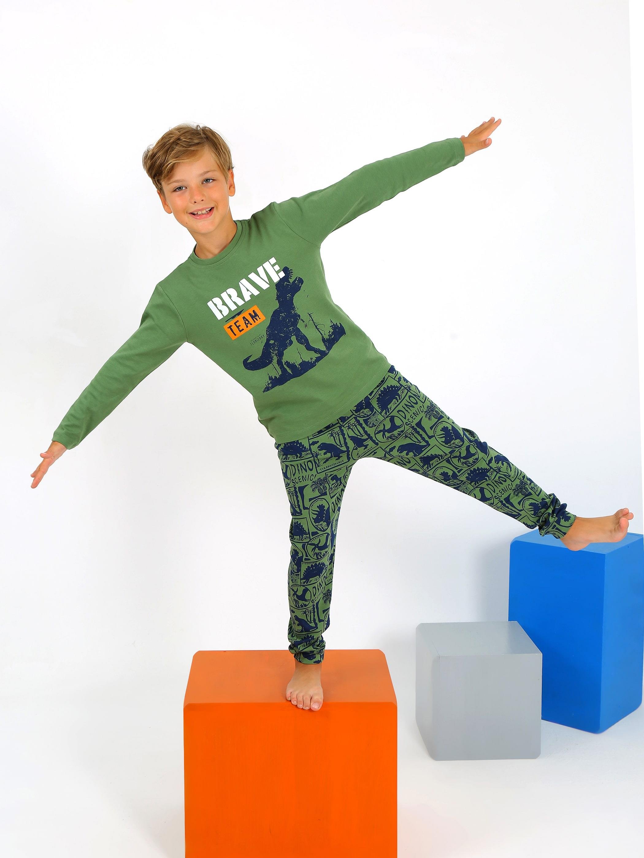 Erkek Çocuk Uzun Kollu %100 Pamuklu Pijama Takımı Brave