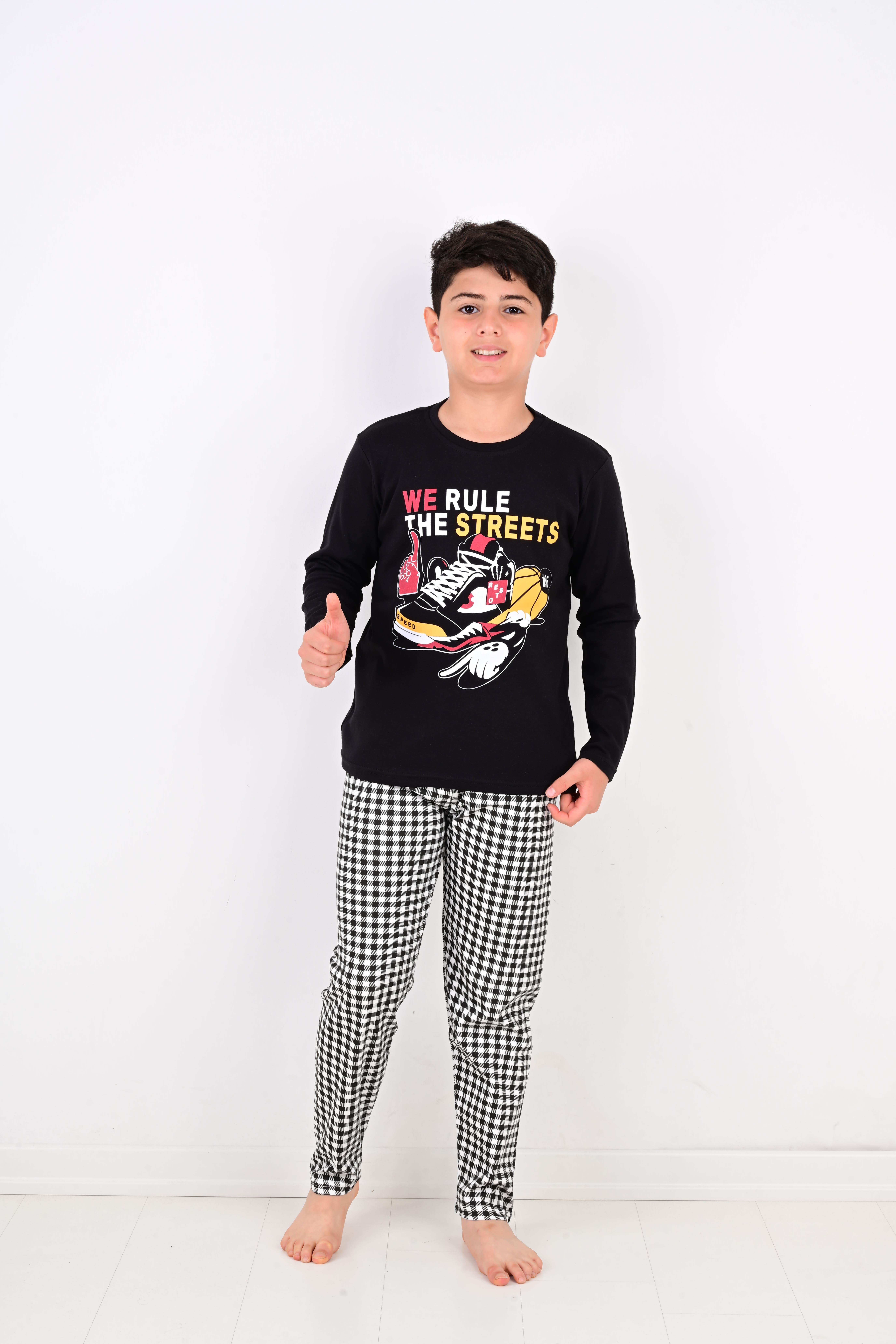 Erkek Çocuk Uzun Kollu %100 Pamuklu Pijama Takımı Speed Resto