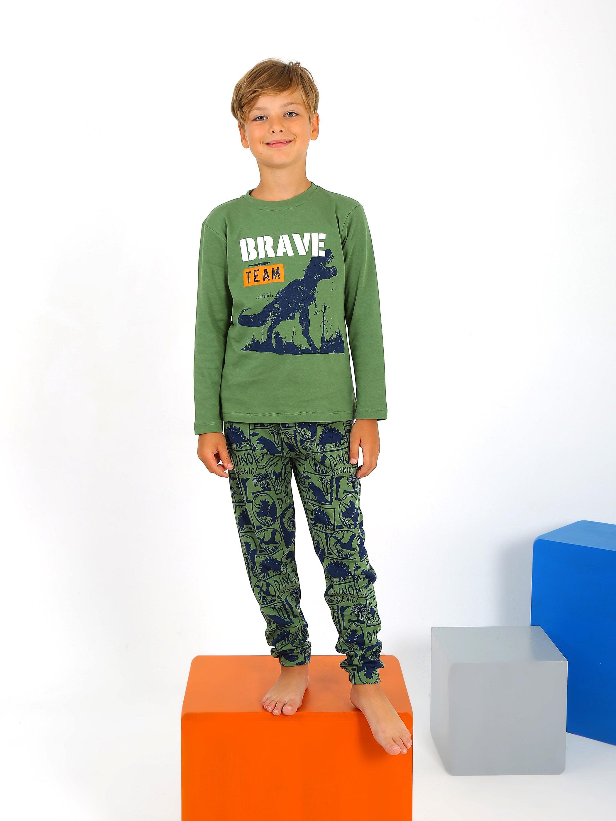 Erkek Çocuk Uzun Kollu %100 Pamuklu Pijama Takımı Brave