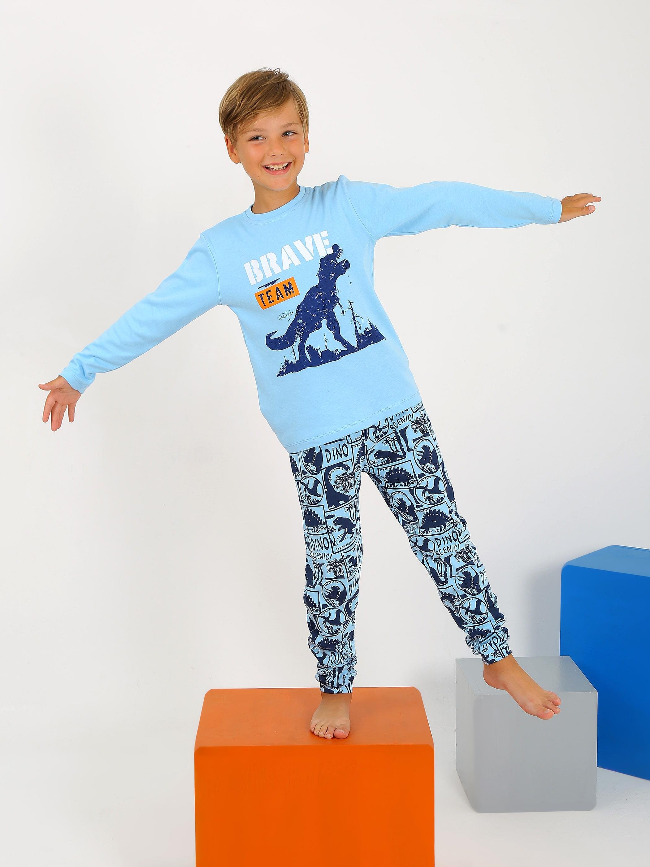 Erkek Çocuk Uzun Kollu %100 Pamuklu Pijama Takımı Brave