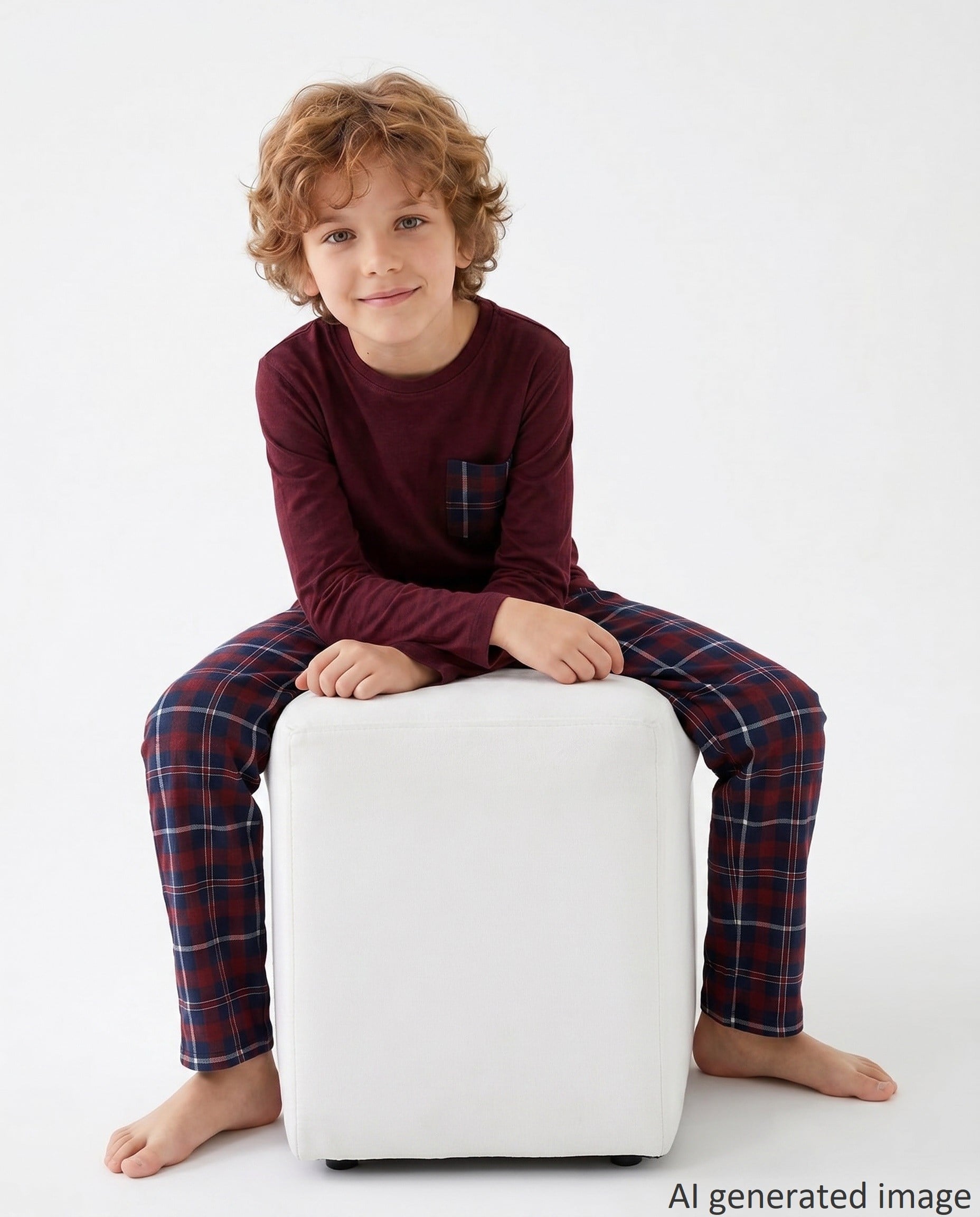 Erkek Çocuk Uzun Kollu Cepli %100 Pamuklu Pijama Takımı Comfort