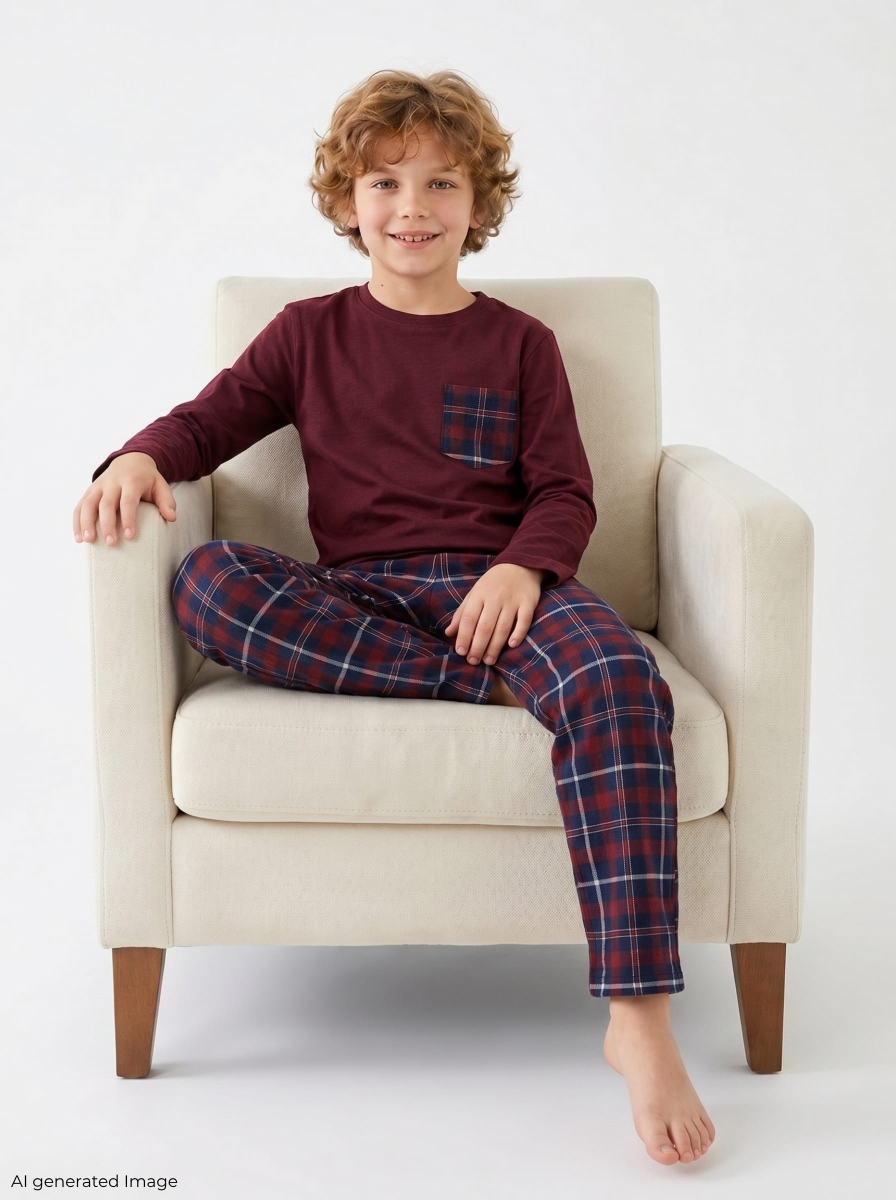Erkek Çocuk Uzun Kollu Cepli %100 Pamuklu Pijama Takımı Comfort