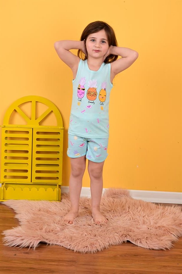 kız çocuk coll swety pijama takımı mint