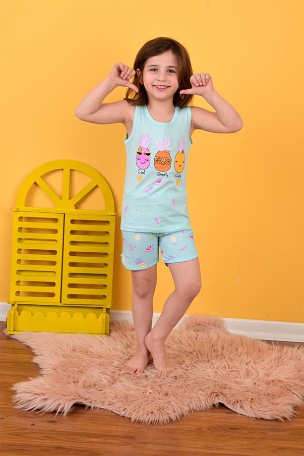 kız çocuk coll swety pijama takımı mint