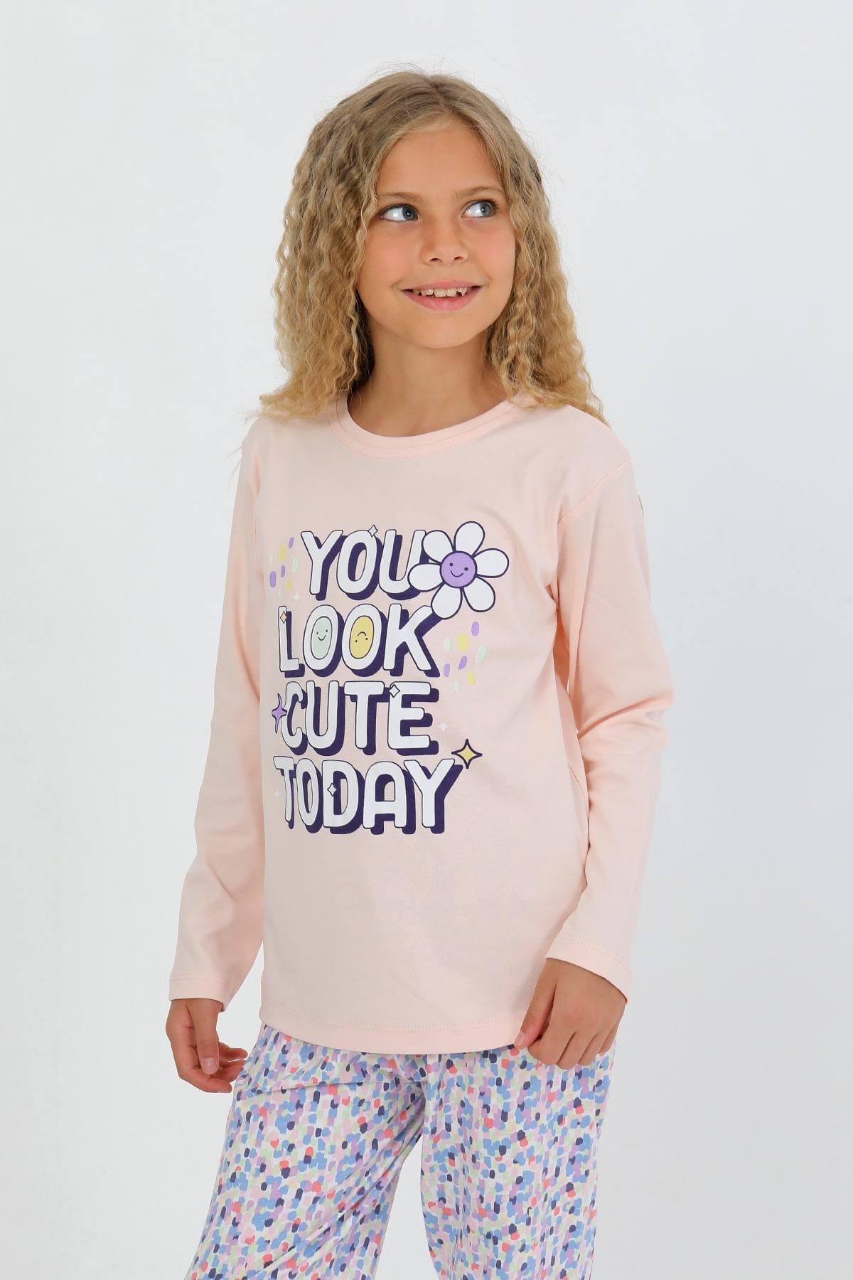 Kız Çocuk Uzun Kollu %100 Pamuk Pijama Takımı Look Cute