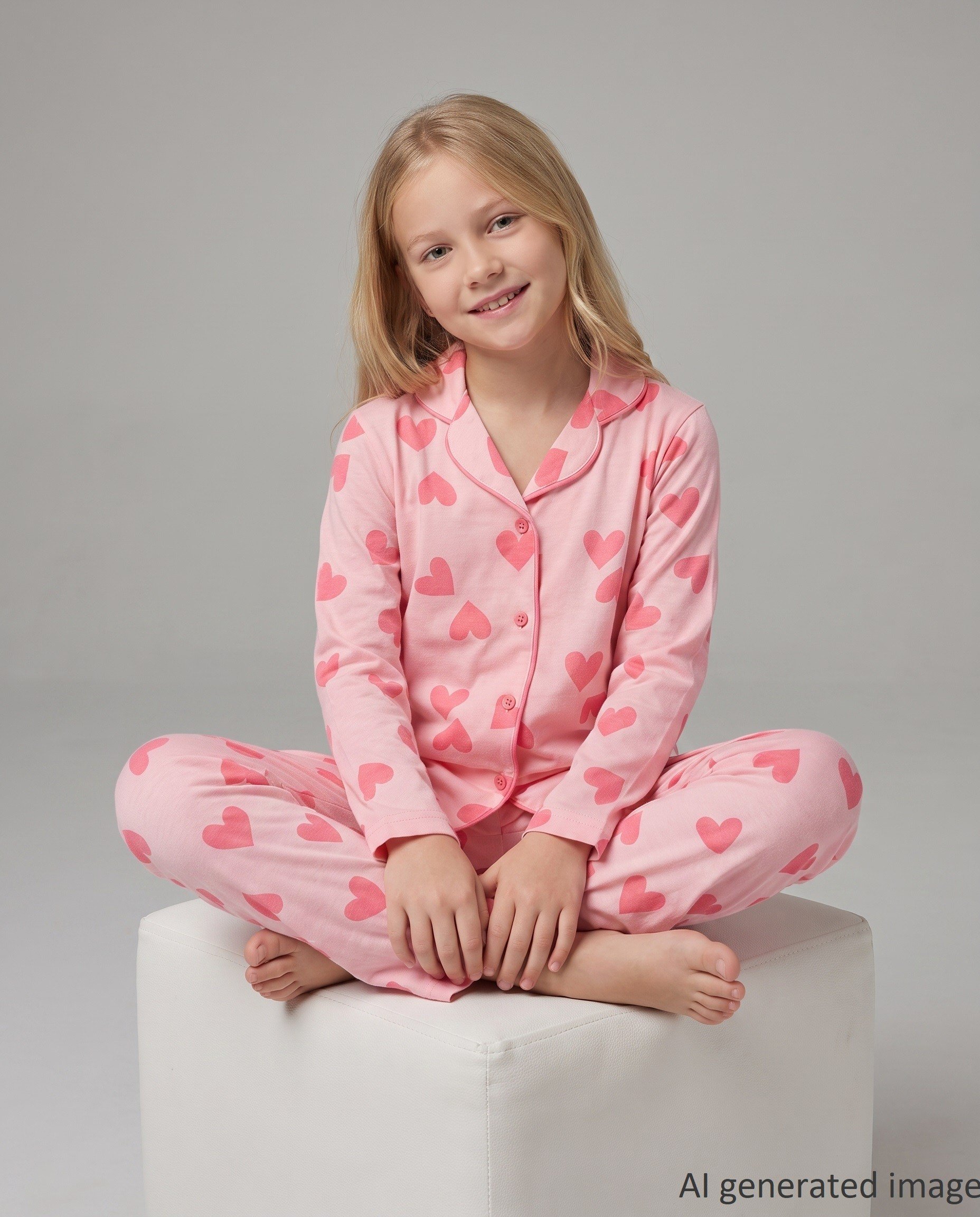 Kız Çocuk Uzun Kollu %100 Pamuklu My Heart Pijama Takımı