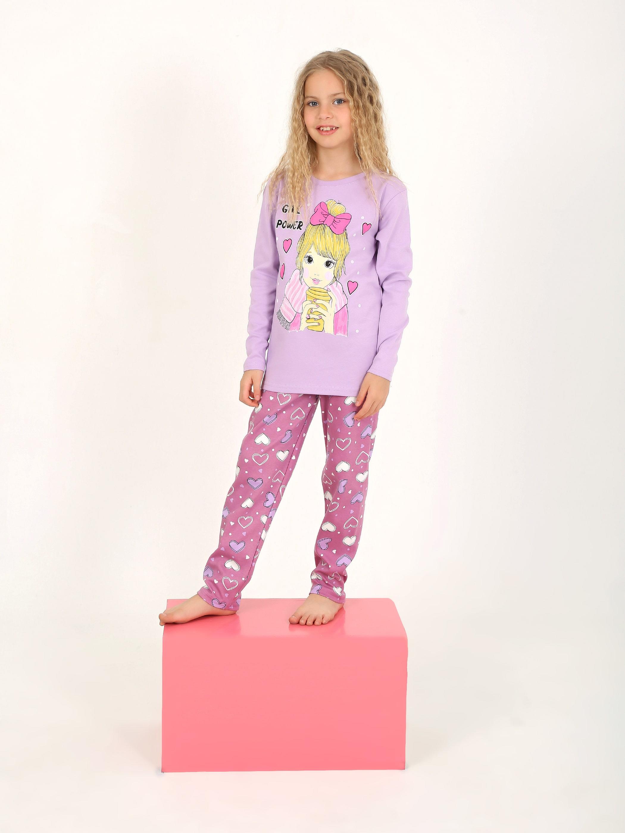 Kız Çocuk Uzun Kollu %100 Pamuklu Pijama Takımı Girl Power