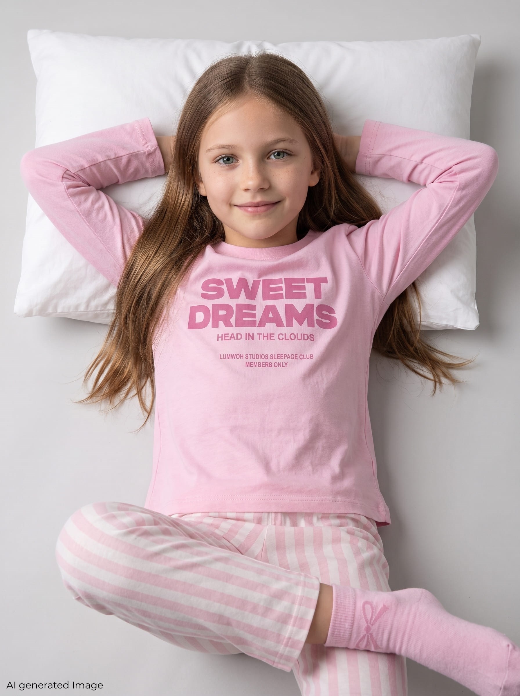 Kız Çocuk Uzun Kollu %100 Pamuklu Pijama Takımı Sweet Dream