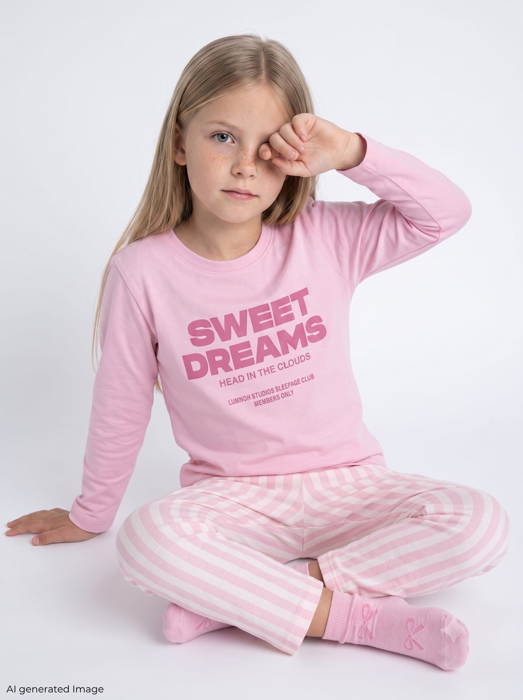 Kız Çocuk Uzun Kollu %100 Pamuklu Pijama Takımı Sweet Dream