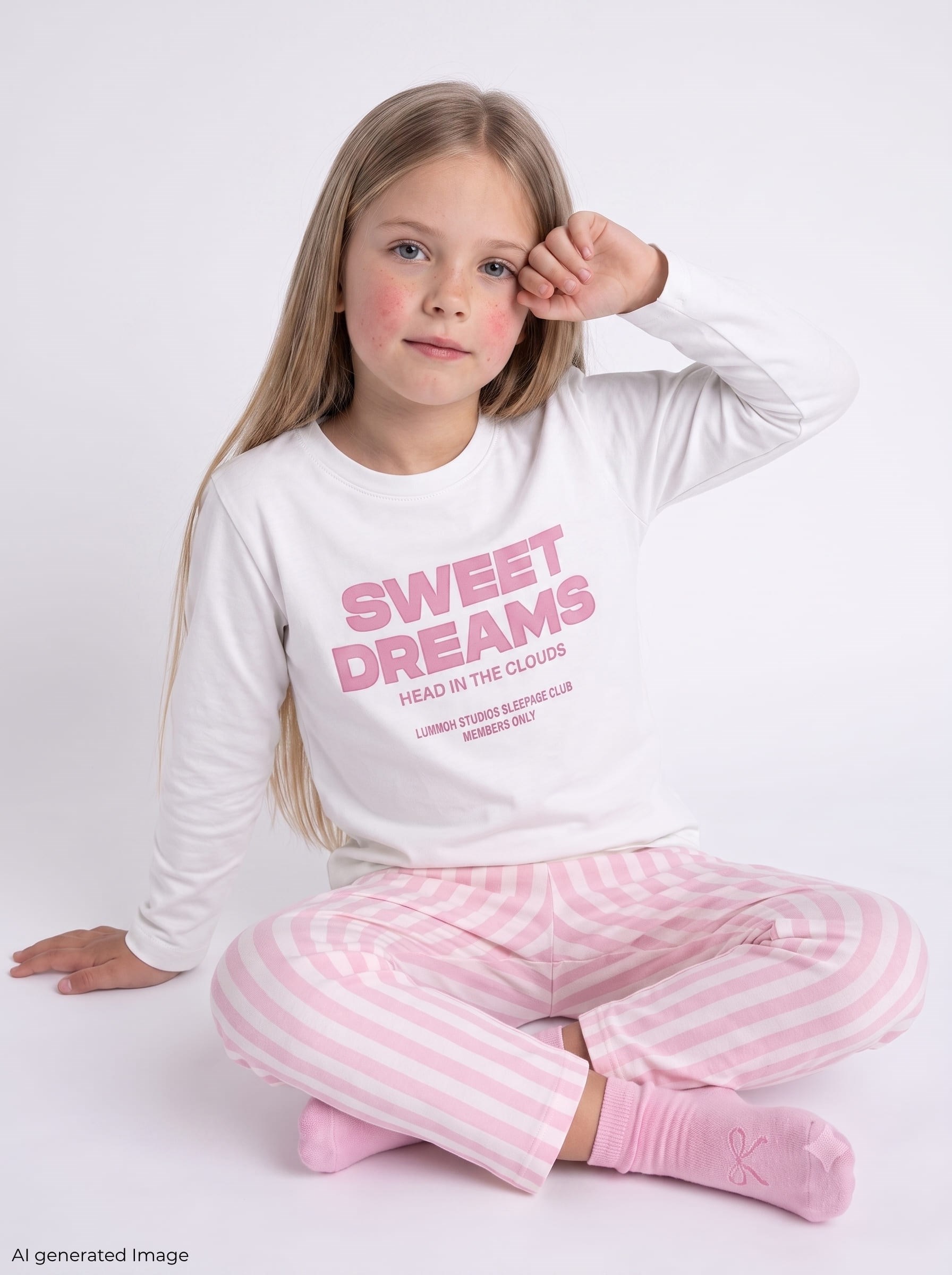 Kız Çocuk Uzun Kollu %100 Pamuklu Pijama Takımı Sweet Dream