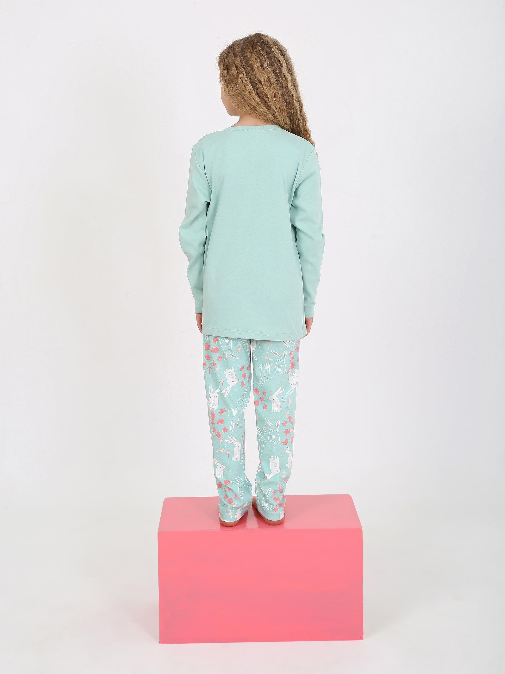Kız Çocuk Uzun Kollu %100 Pamuklu Pijama Takımı Hippity Hoppity