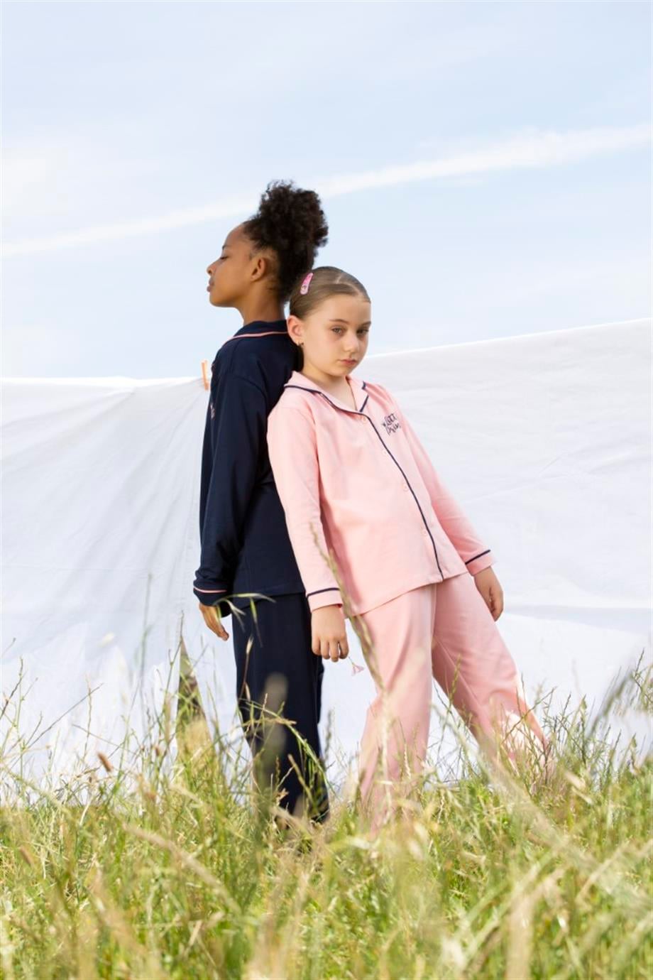 Kız Çocuk Uzun Kollu Düğmeli Pijama Takımı Little Princess Pembe