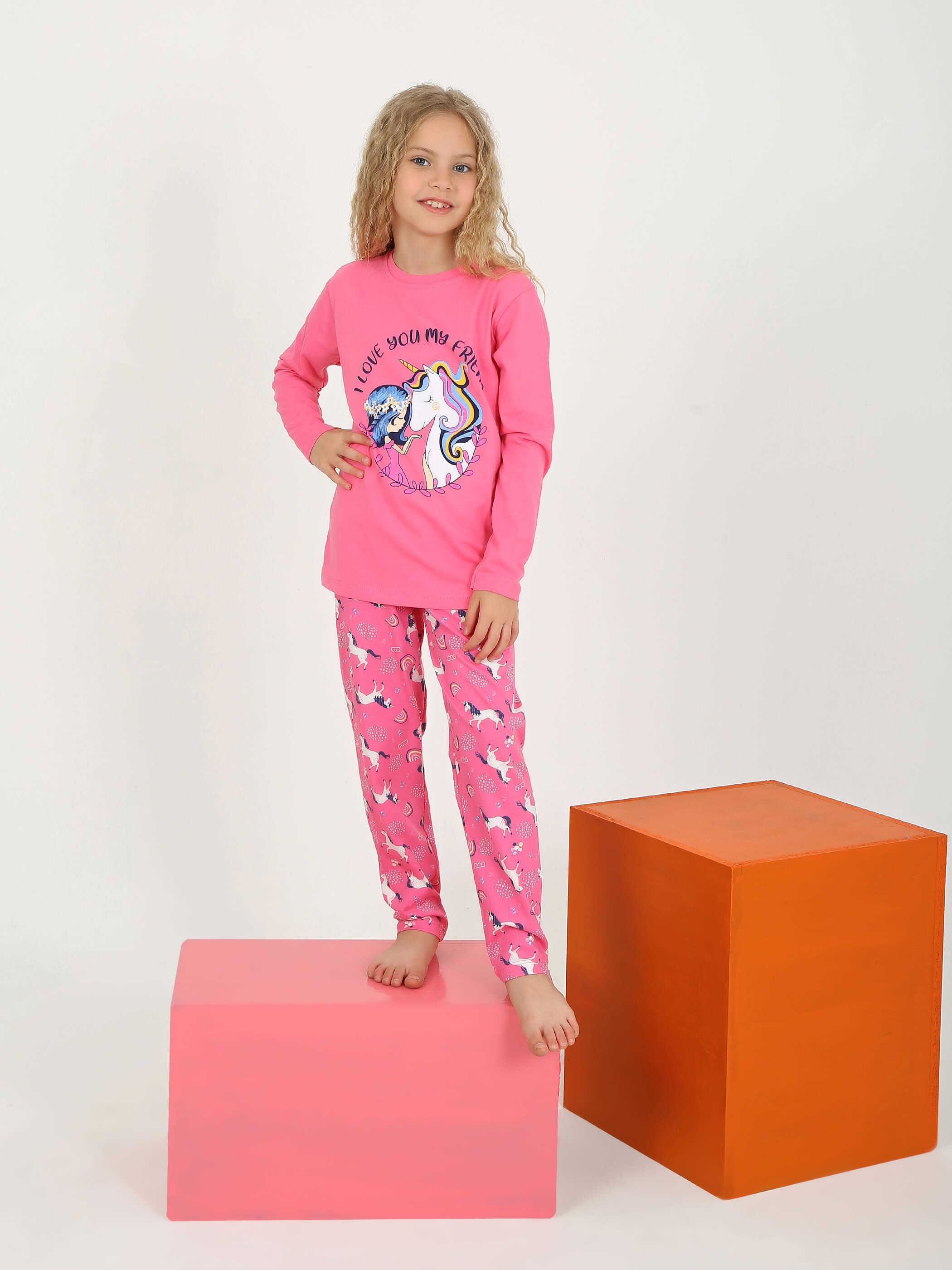Kız Çocuk Uzun Kollu Pijama Takımı My Friend Unicorn