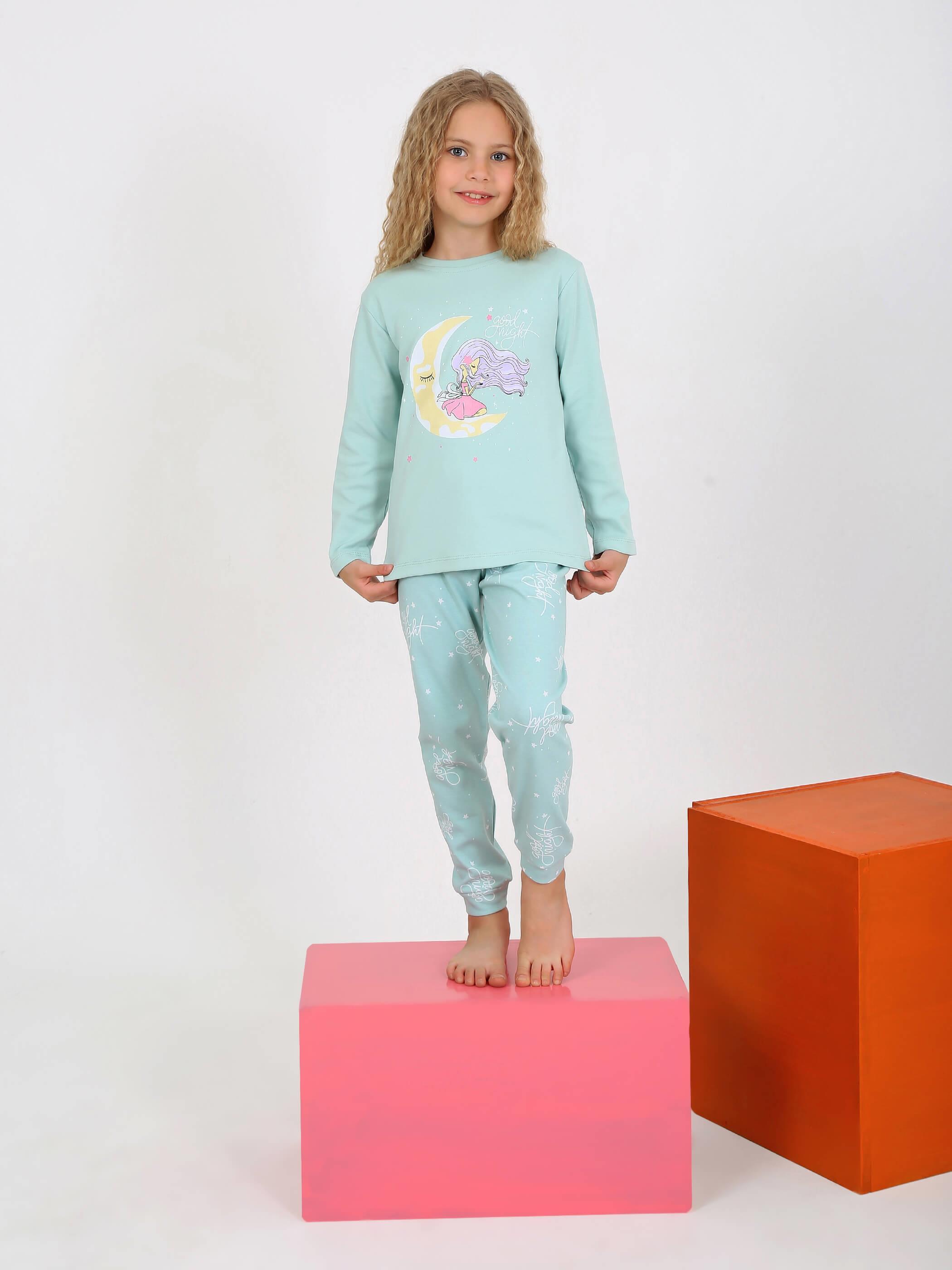 Uzun Kollu Kız Çocuk Pijama Takımı Moon Nıght 