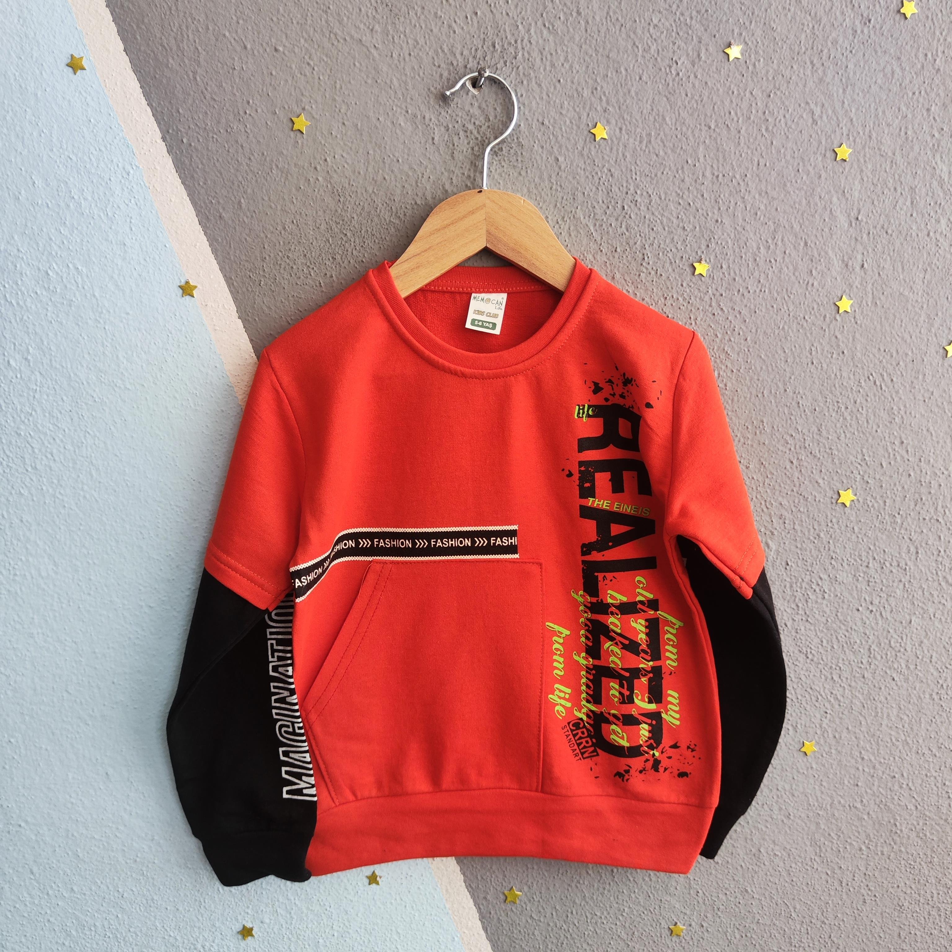 1427 - Realized Baskılı Erkek Sweat - Turuncu