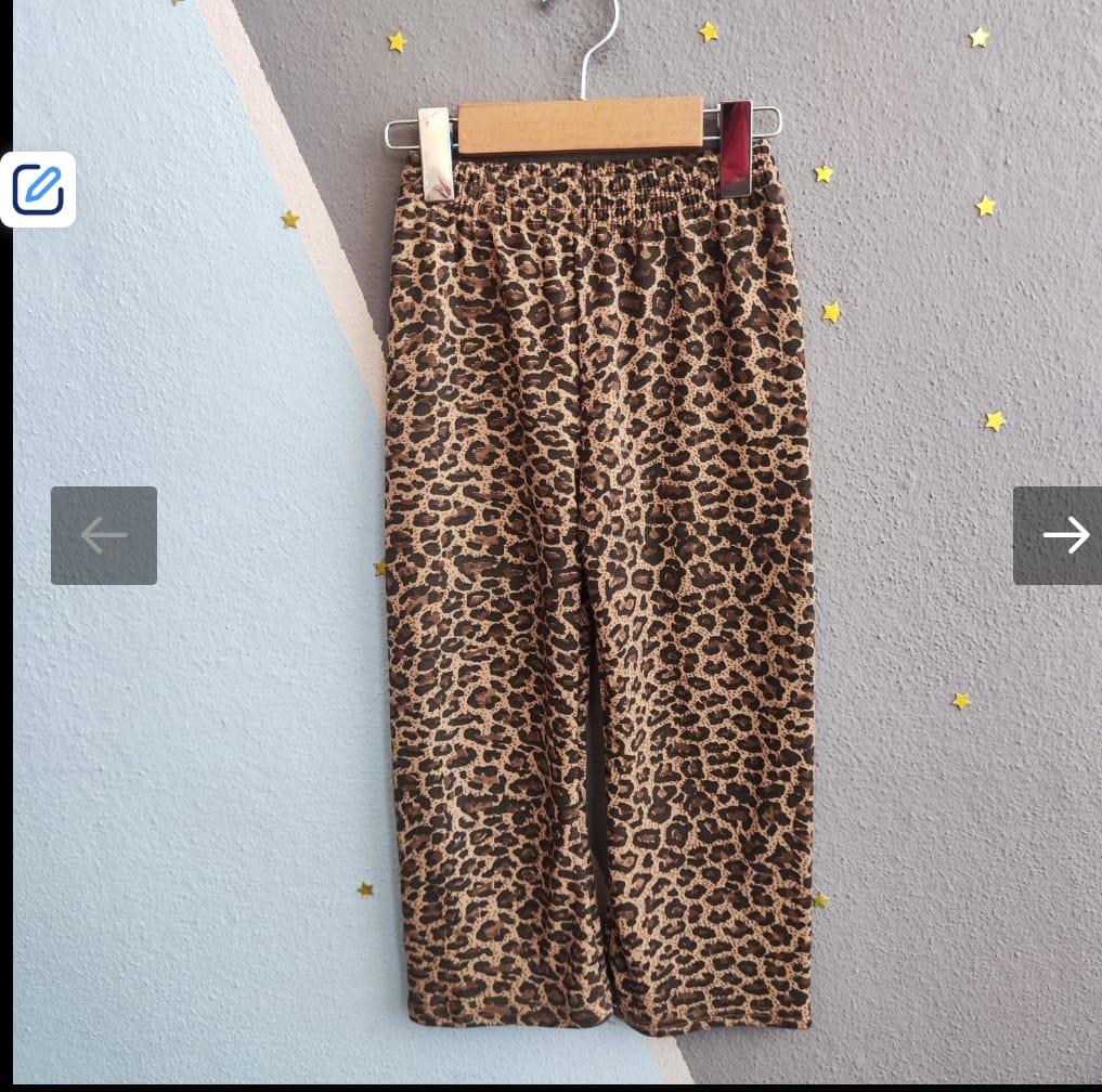 1723 -Fiyonk Baskılı Leopar Desen Kız Çocuk Takım - Kahve