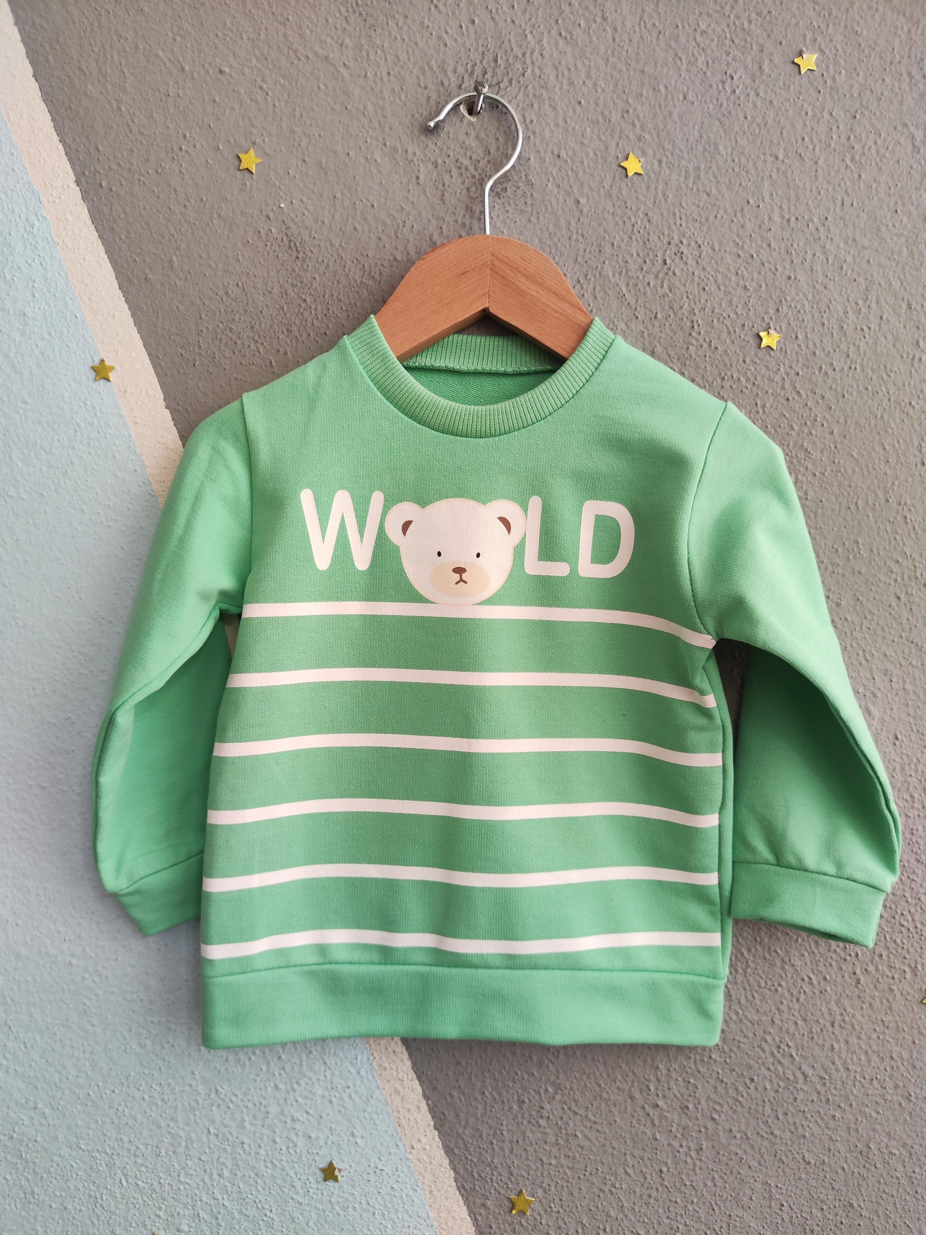 1733 -  Wild Baskılı Çizgili Aylık Erkek Bebek Takım - Yeşil