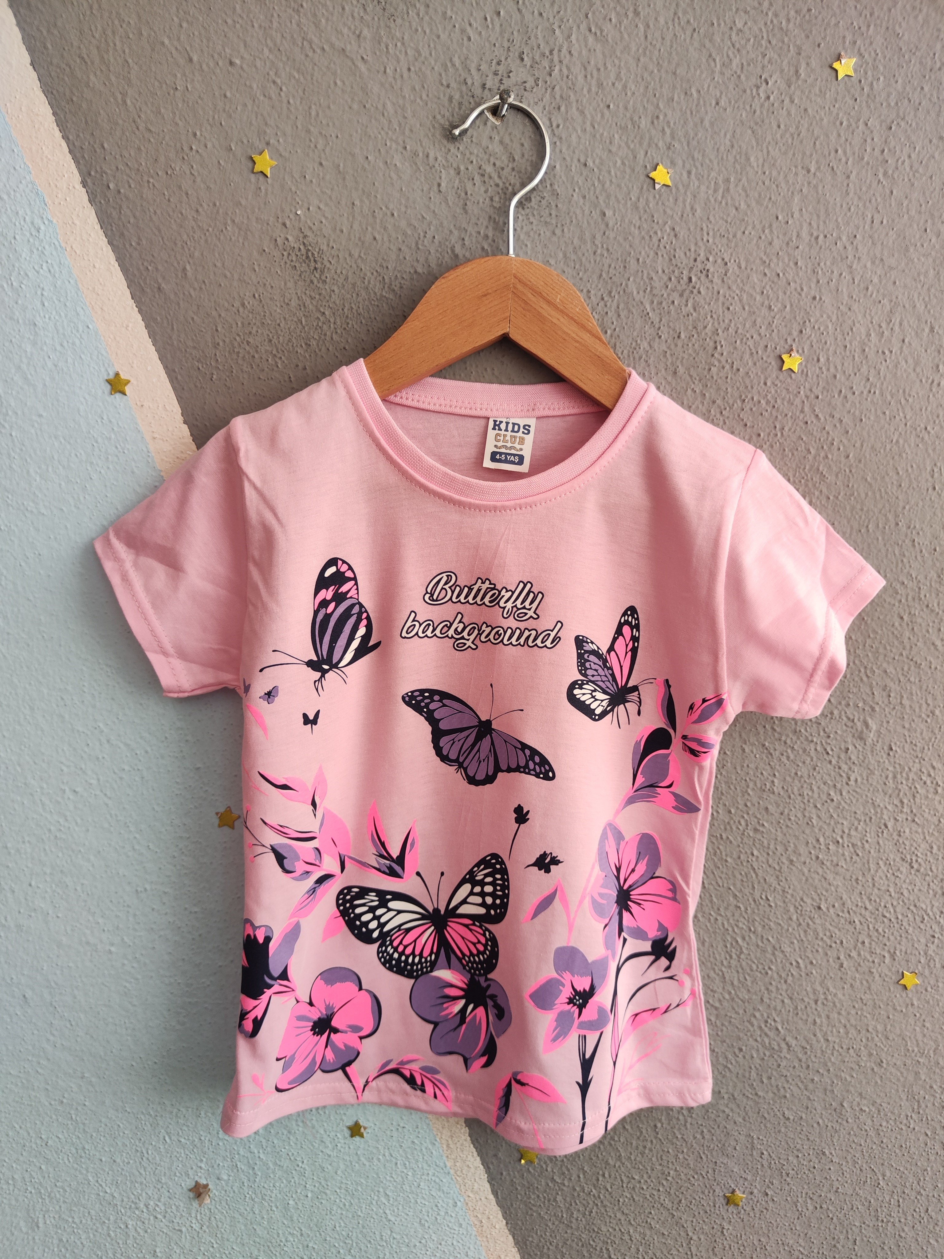 2031 - Butterfly Dream Kapri Taytlı Kız Çocuk Takımı - Toz pembe