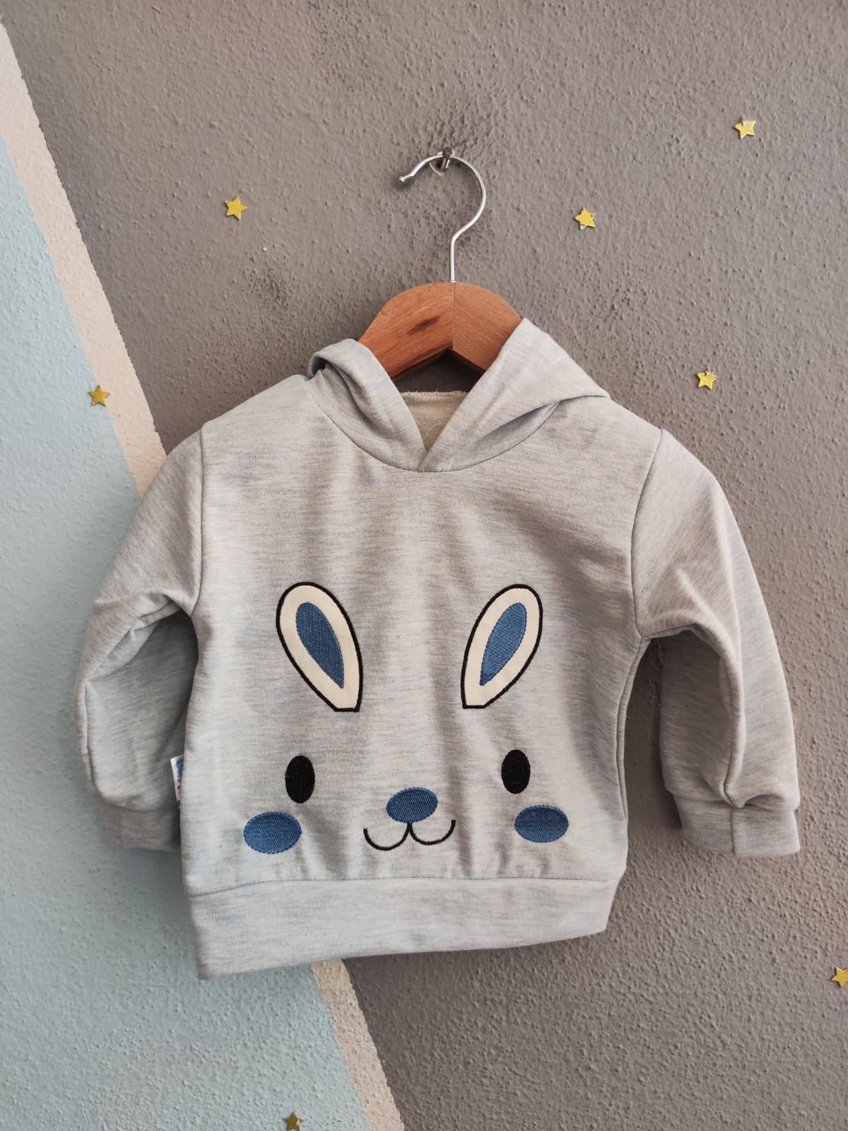 2132 - Kapüşonlu Unisex Bebek Takımı - Mavi