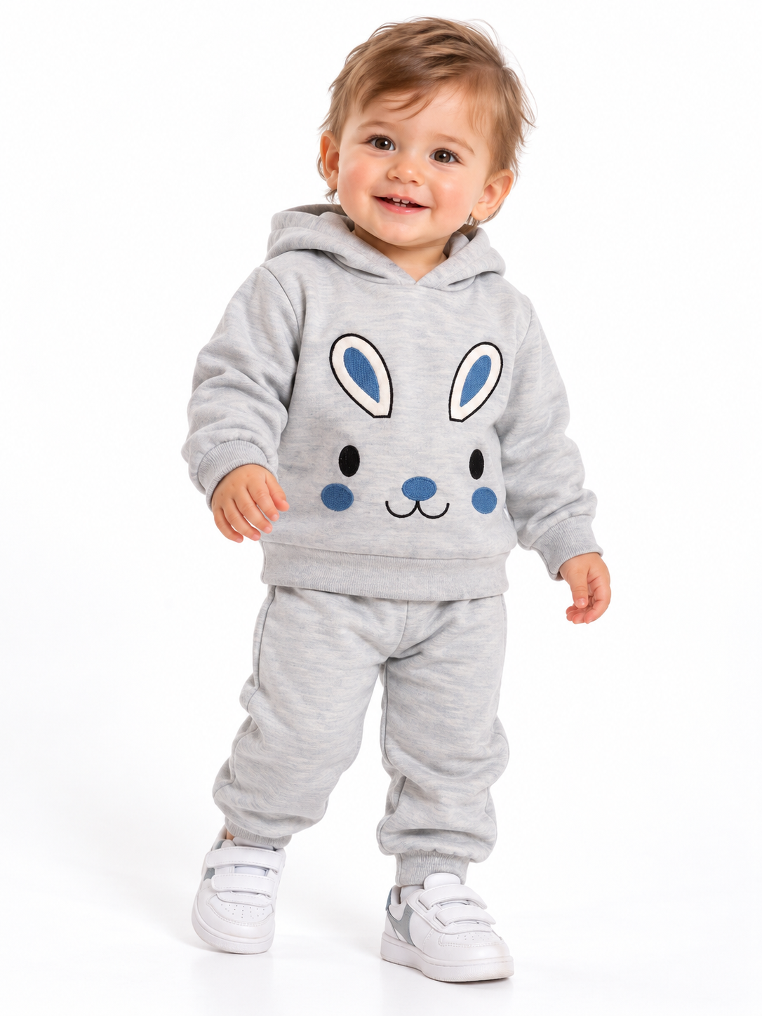 2132 - Kapüşonlu Unisex Bebek Takımı - Mavi