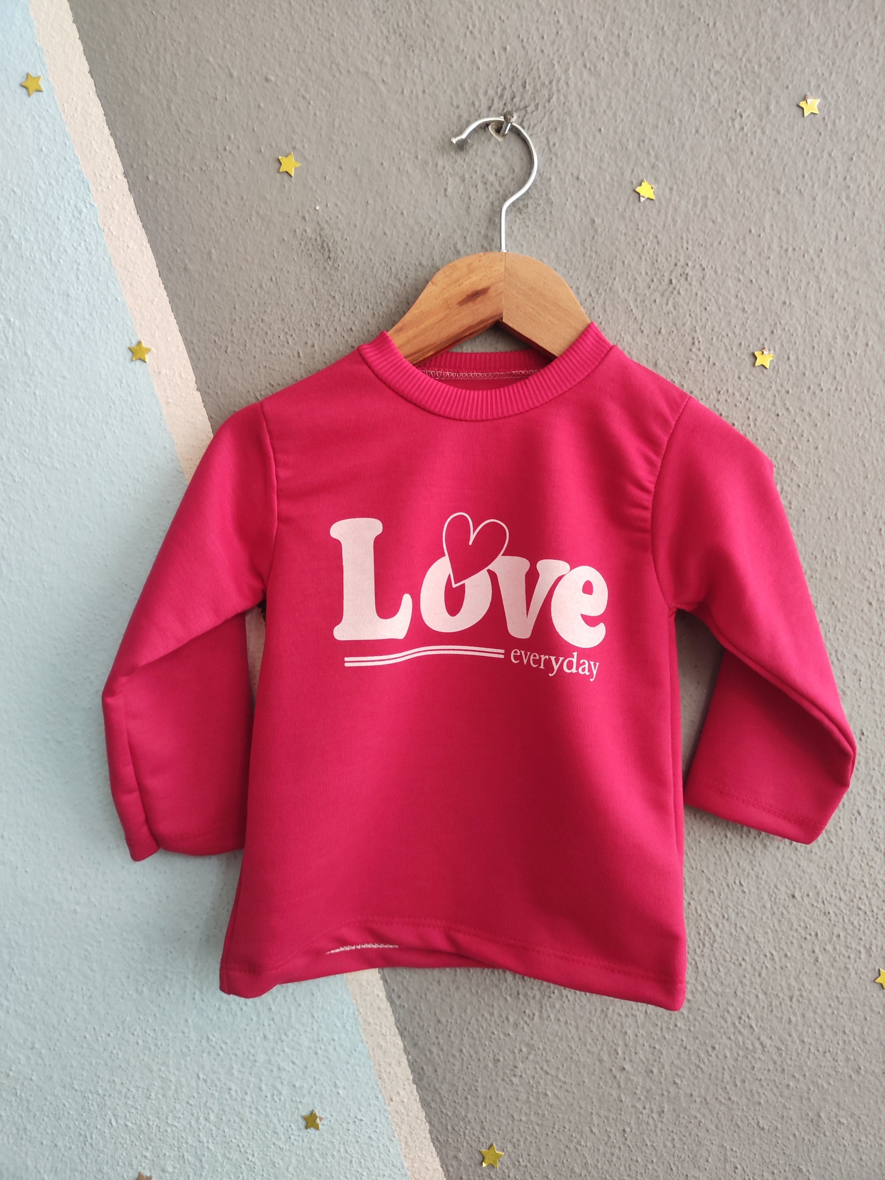 2140 - Love Baskılı Kız Bebek Takımı - Fuşya