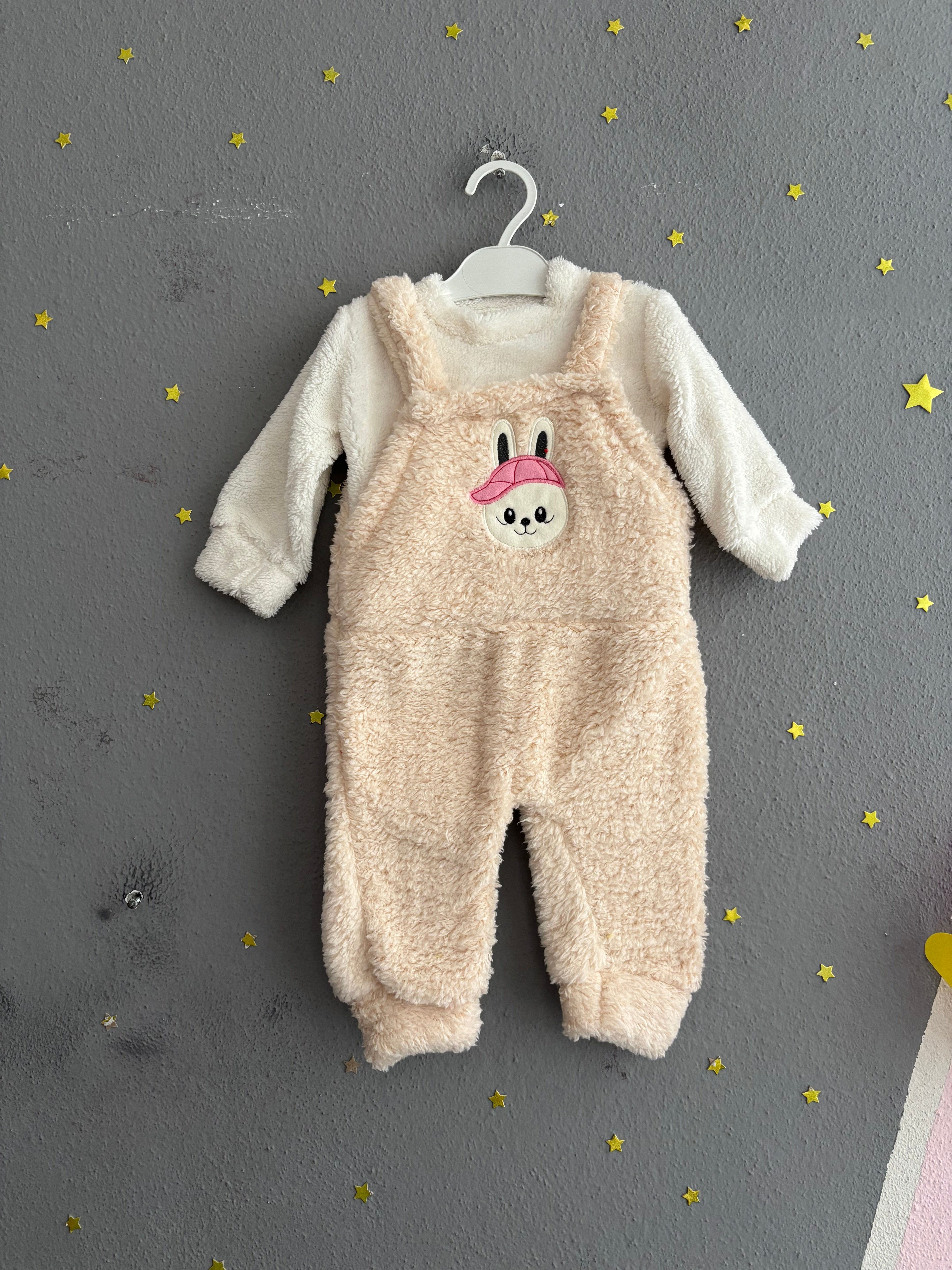 2143 -Peluş Kumaş Bebek Tulumu - açık gül