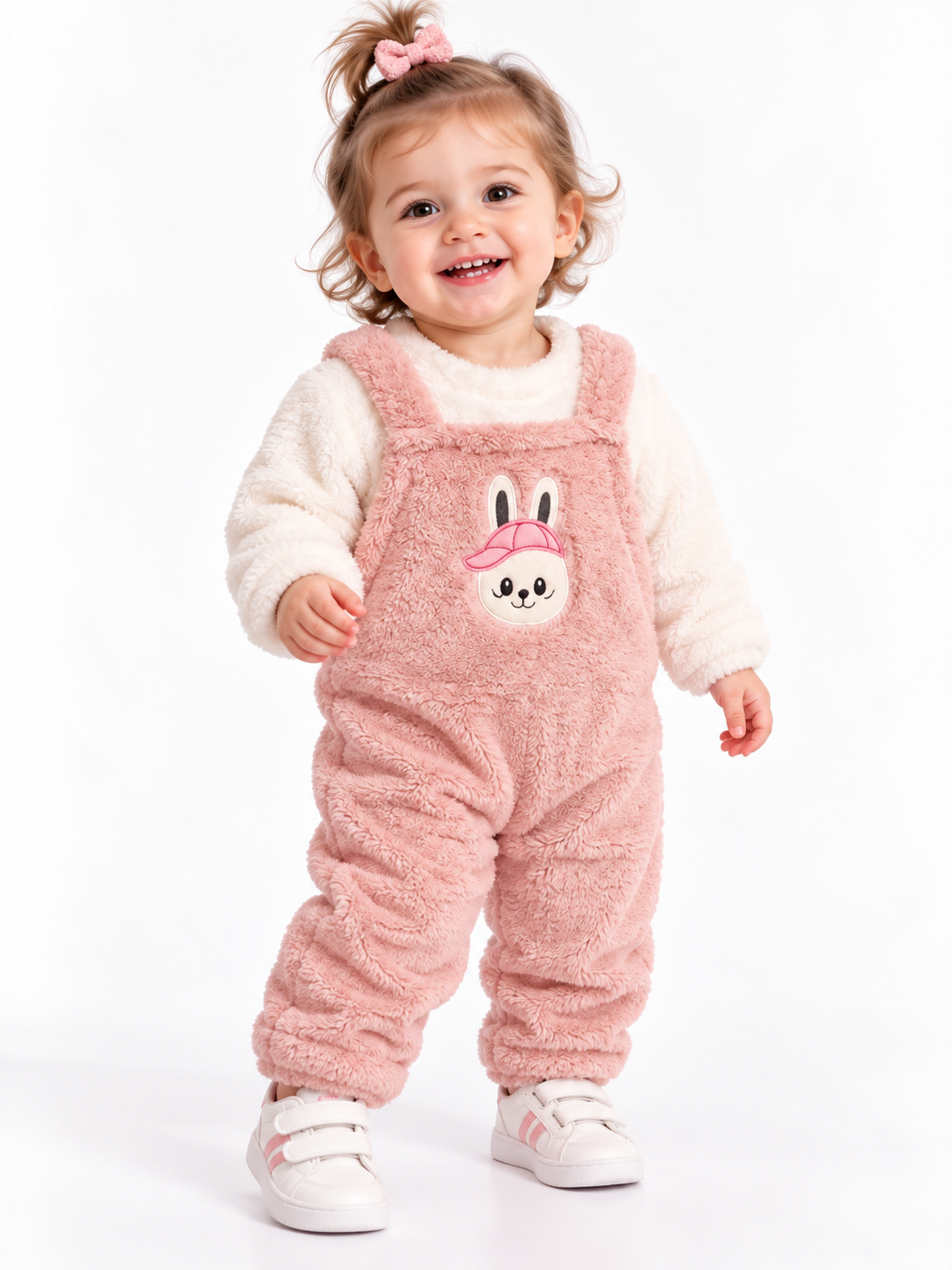 2143 -Peluş Kumaş Bebek Tulumu - Gül kurusu