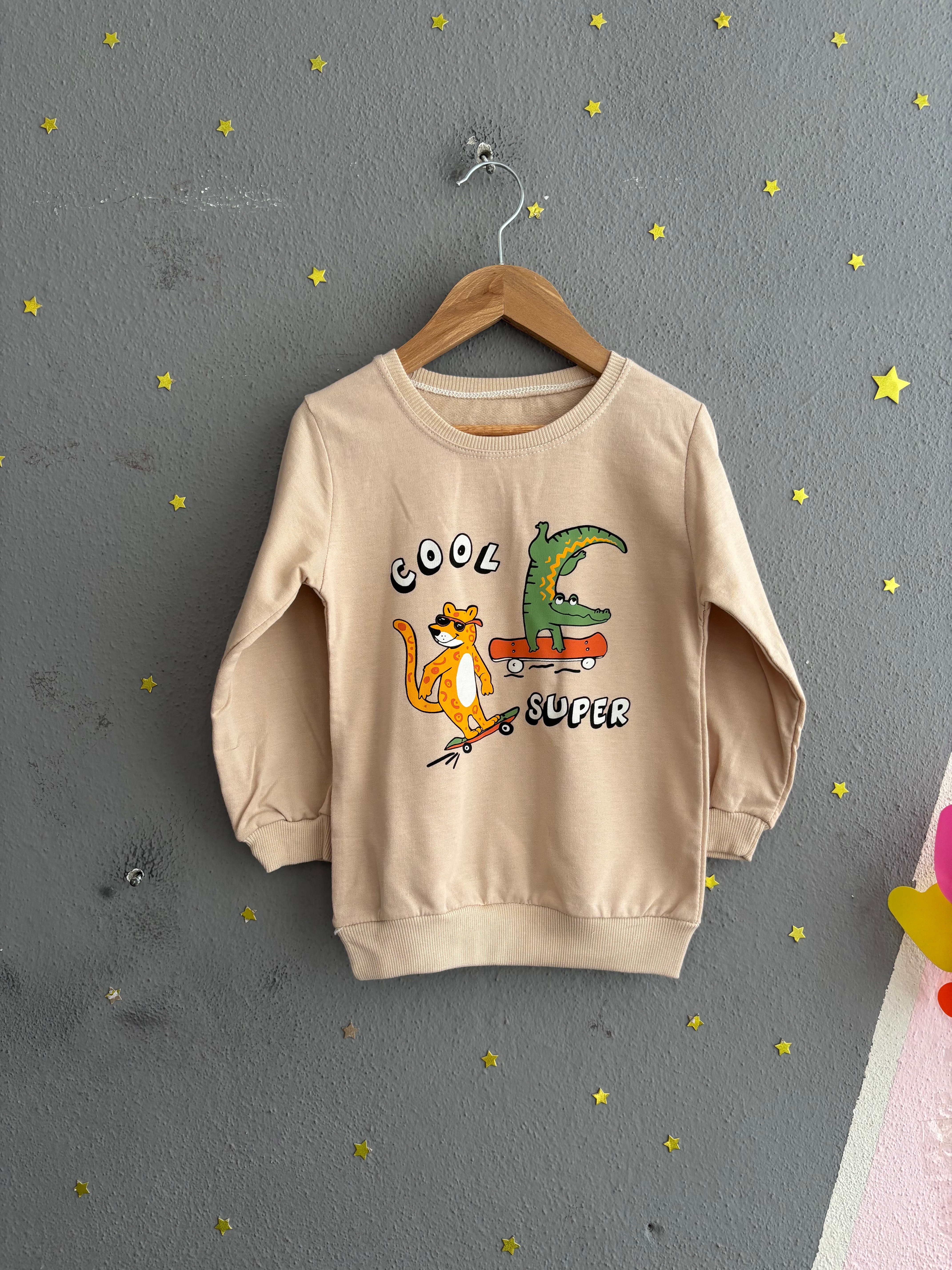 2149 - Hayvan Baskılı Erkek Çocuk Takımı - Bej - Mint