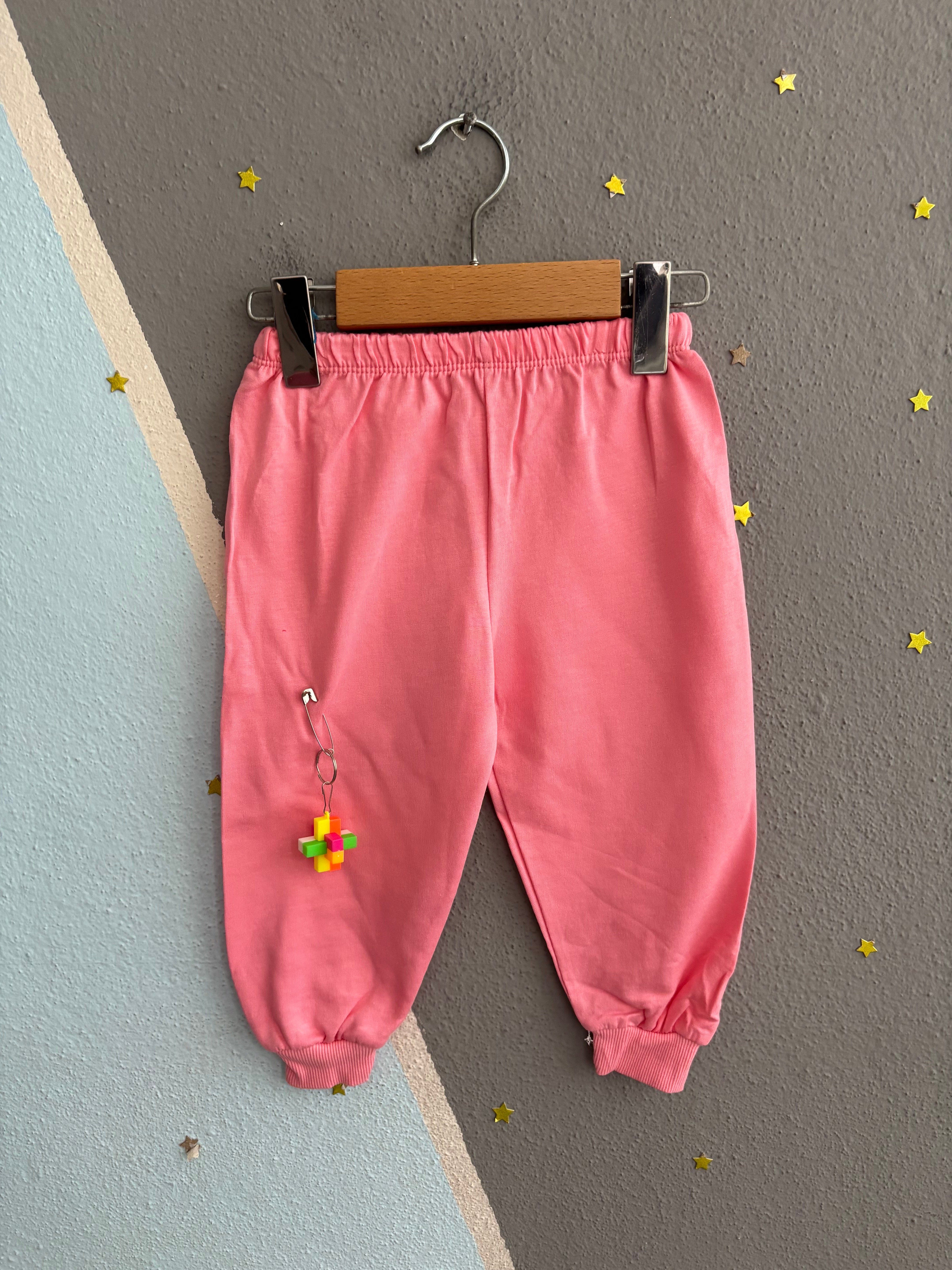 2151 - Ayıcık Baskılı Aksesuarlı Kız Çocuk Takımı - Pembe