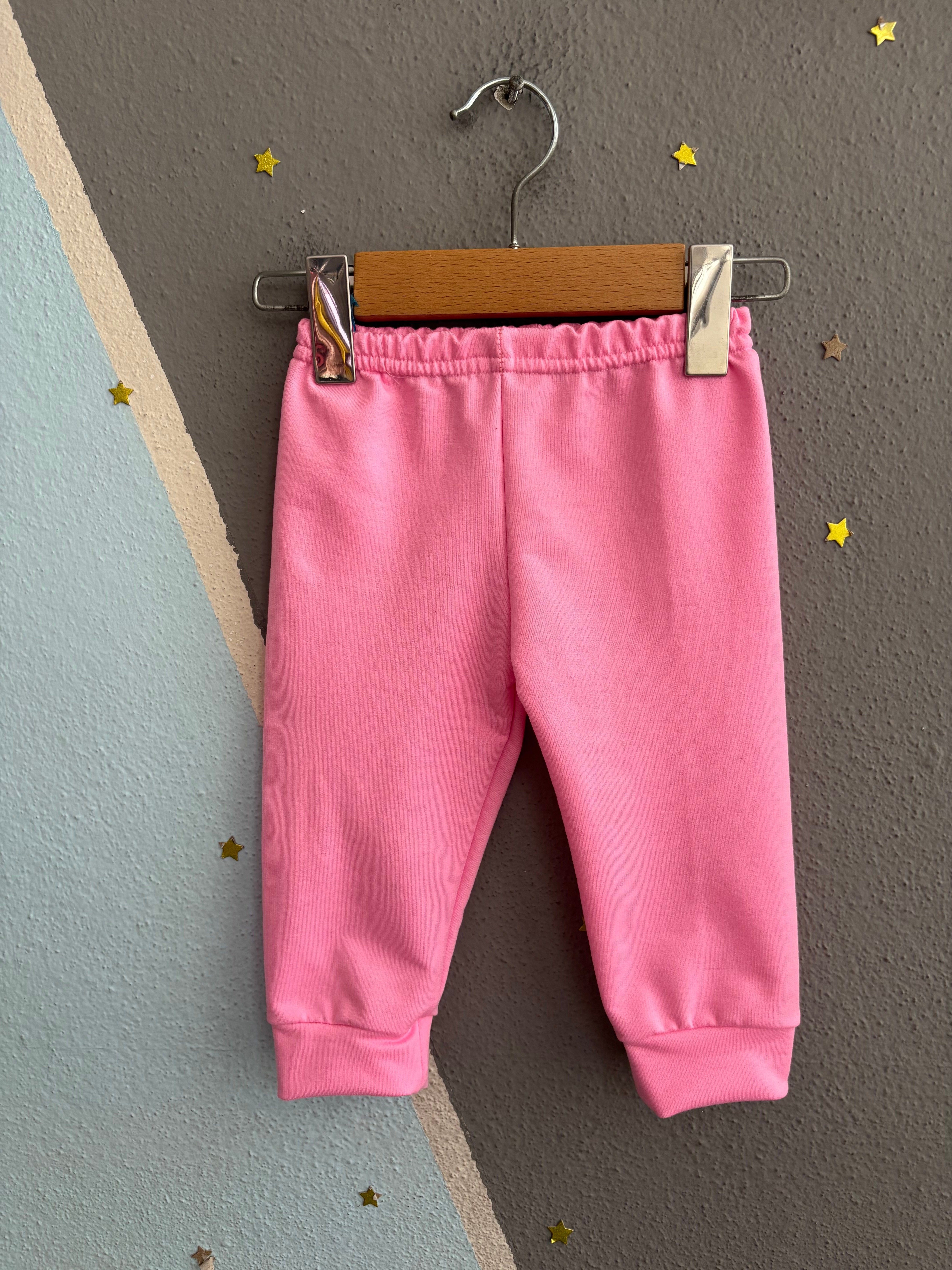 2162 - Ayıcık Baskılı Kız Bebek Takımı - Pembe