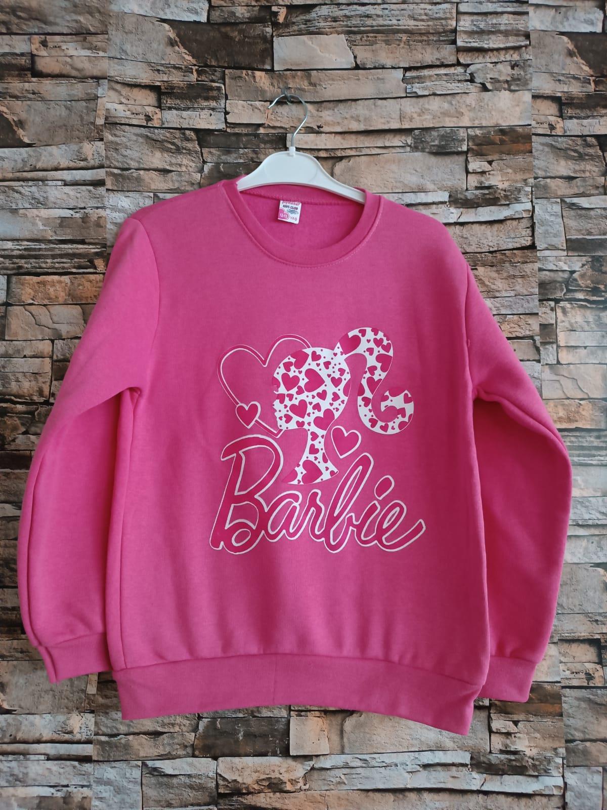 Barbie Yazılı Kız Sweatshirt - Pembe