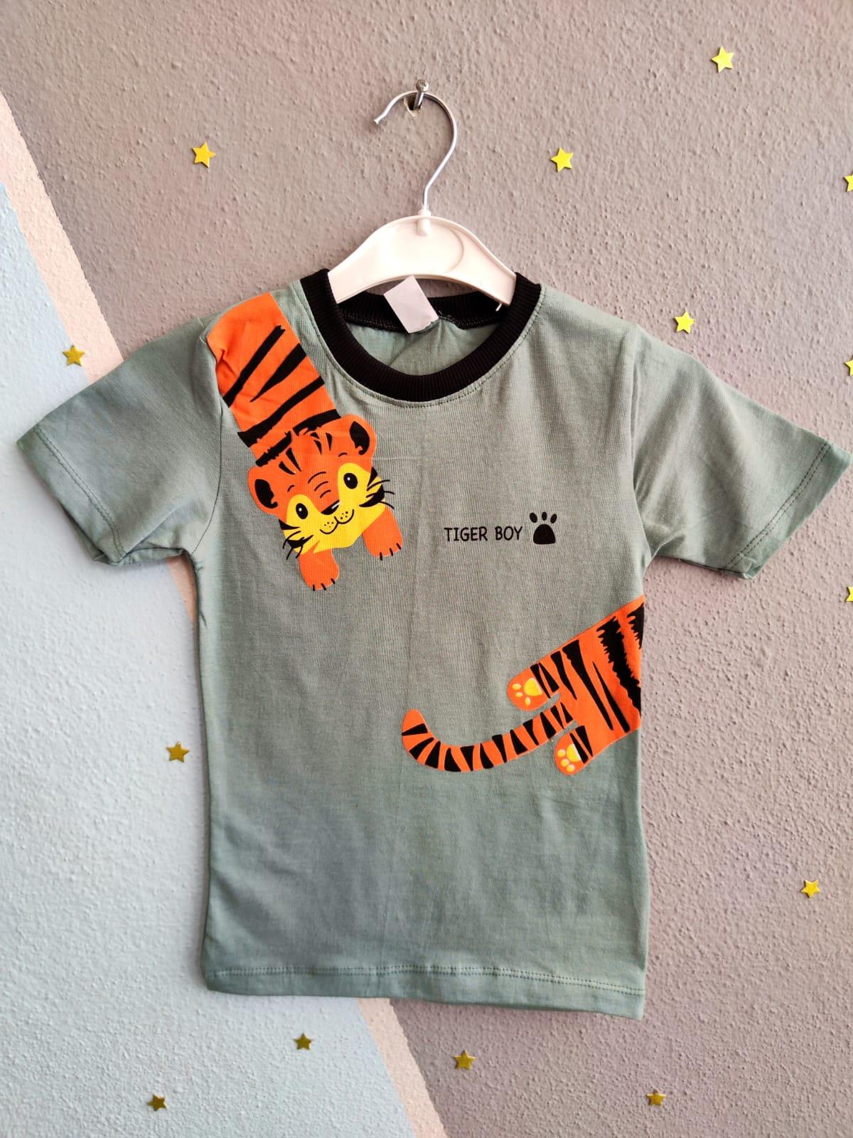 Tiger Boy Baskılı Yazlık Erkek Takım- Petrol Yeşili