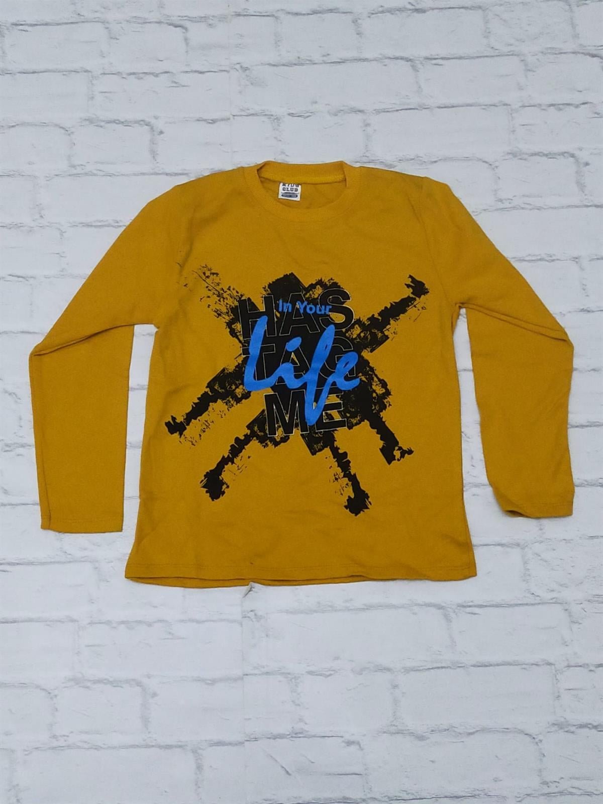 Yazılı Erkek Sweat - Sarı
