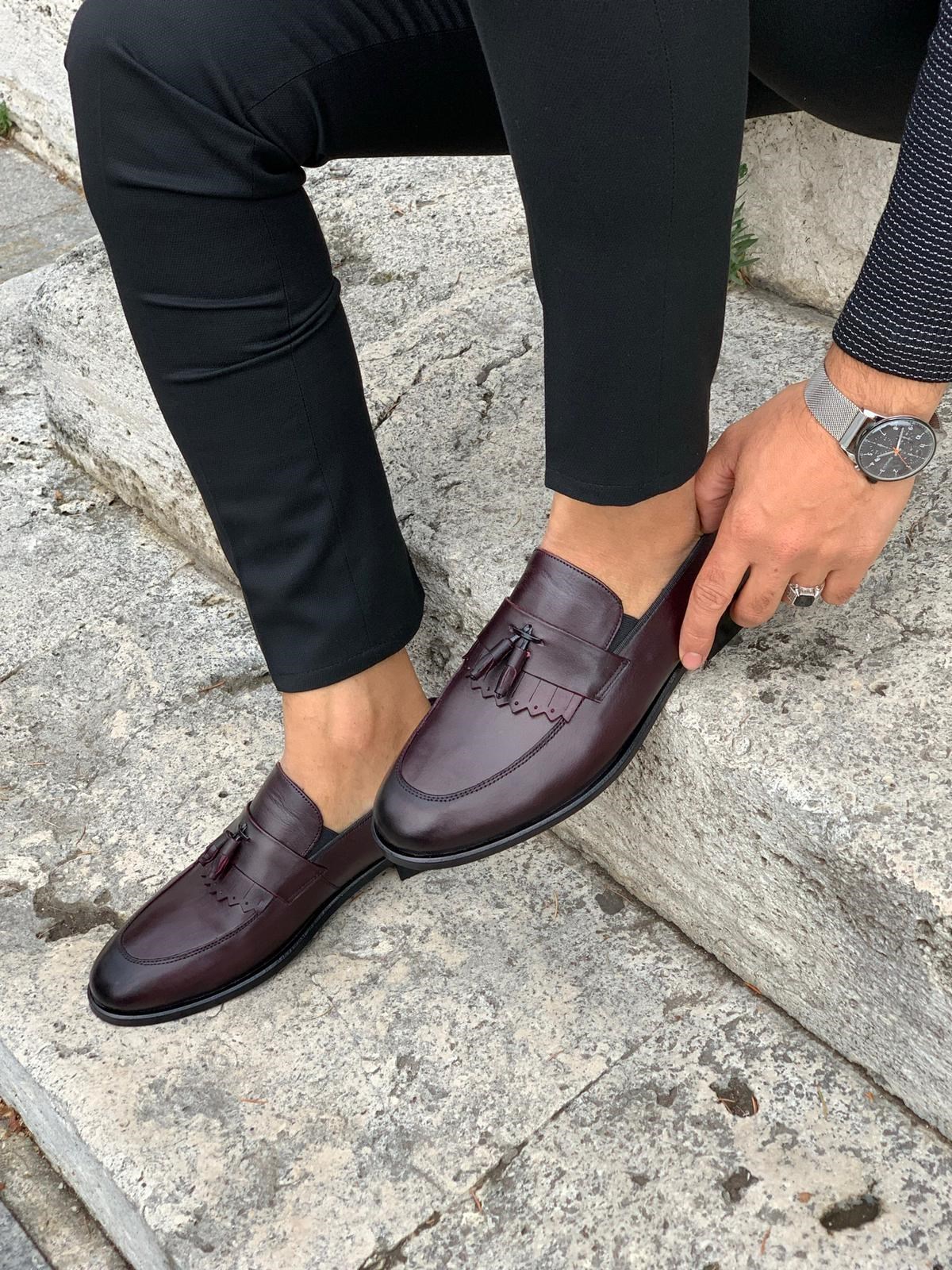 Corcik Deri Ayakkabı - Bordo