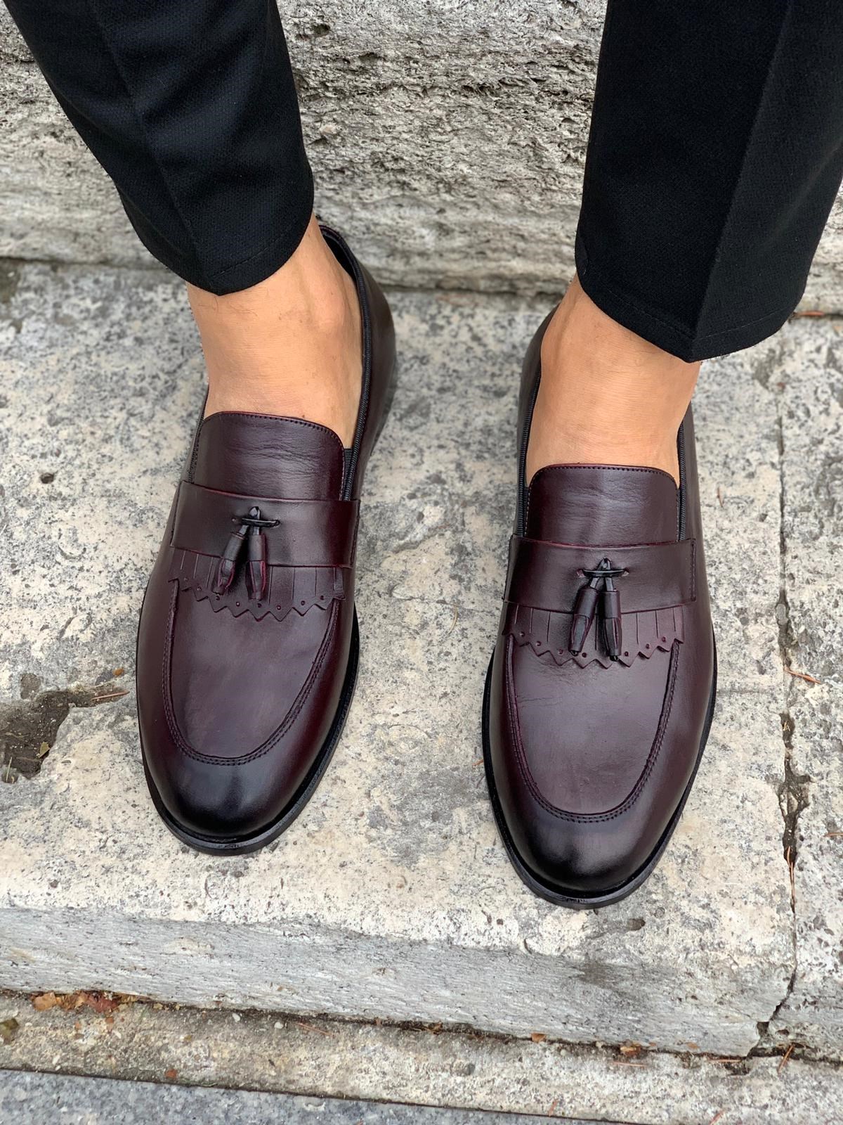 Corcik Deri Ayakkabı - Bordo